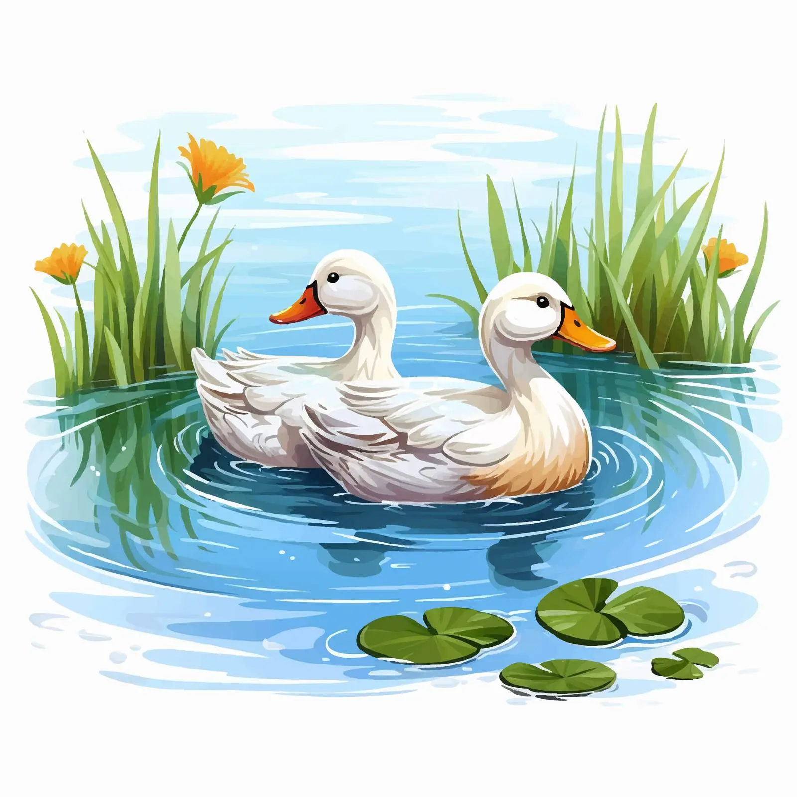 Serene Ducks on a Tranquil Pond Vector — free download from Dotvec