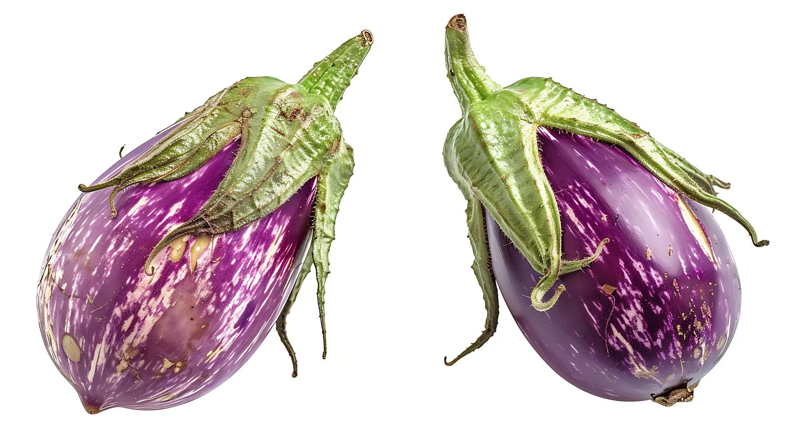 Pair of vibrant eggplants on white background — free download from Dotvec