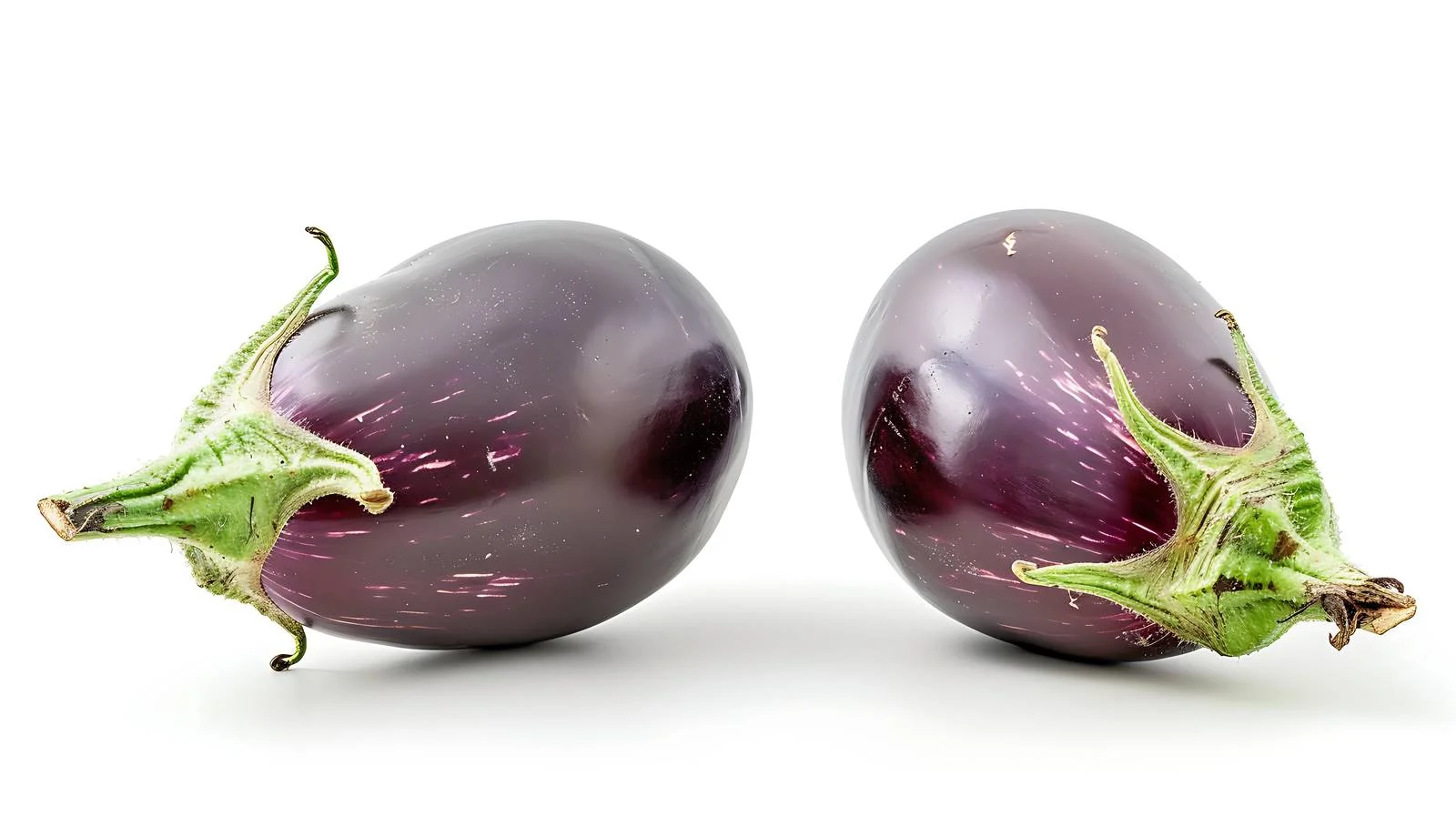 Vibrant Eggplants and Green Sepals on White — free download from Dotvec