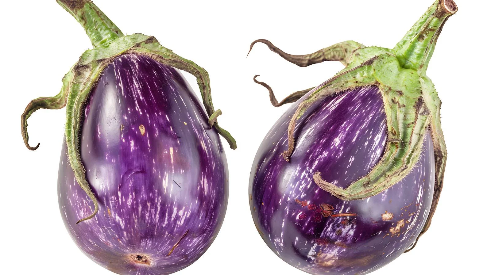 Fresh eggplants with vibrant green sepals — free download from Dotvec