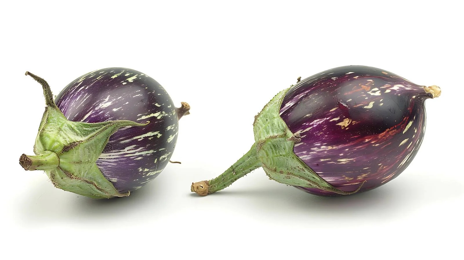 Fresh Eggplants with Green Sepals on White — free download from Dotvec