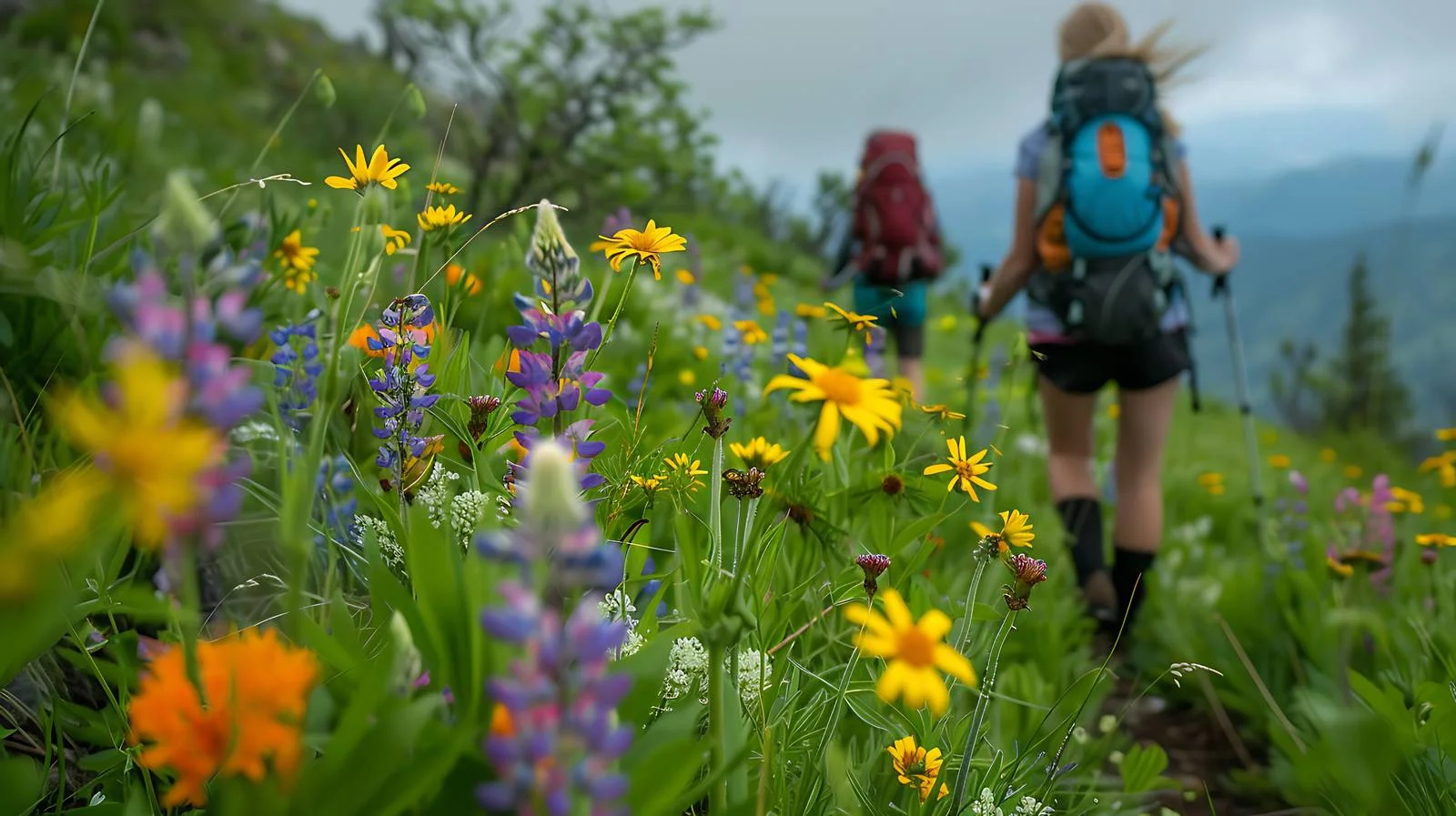 Exploring nature among blooming wildflowers — free download from Dotvec