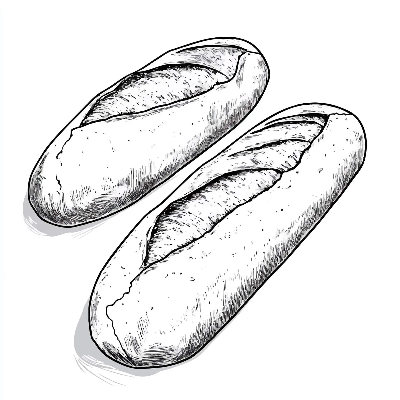 Cartoon Style French Loaf Illustration in Black and White — free download from Dotvec