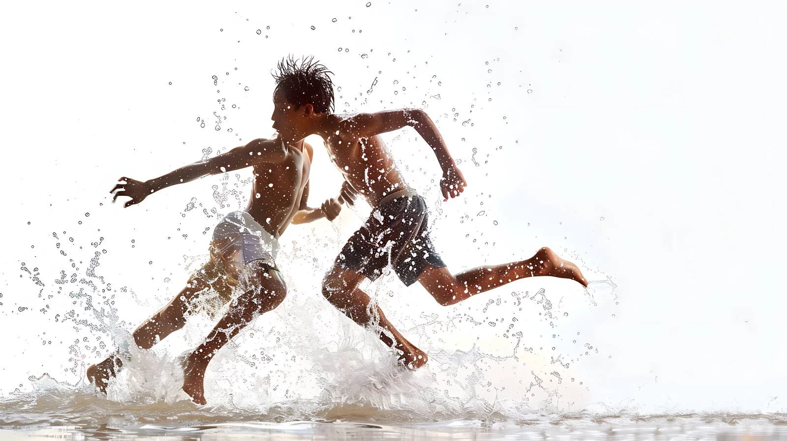 Two Friends Running in Water — free download from Dotvec