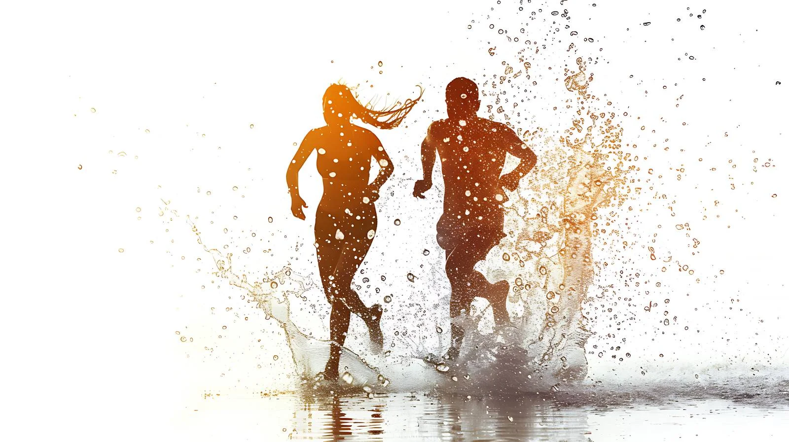Friends Running in Water - Isolated on White — free download from Dotvec