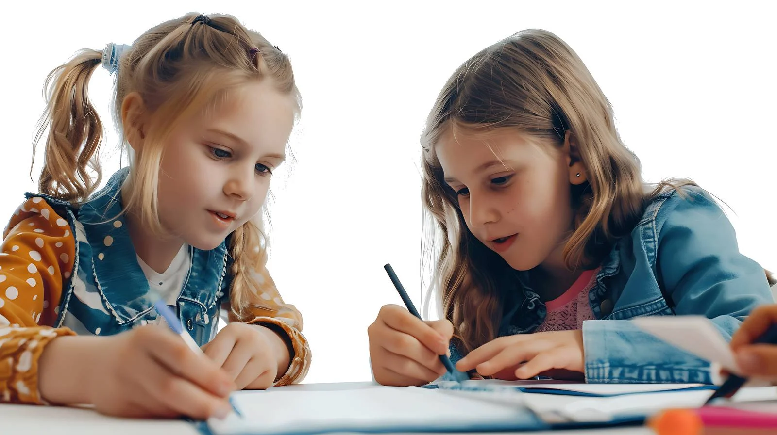 Collaborative Homework Study Girls Isolated Table — free download from Dotvec