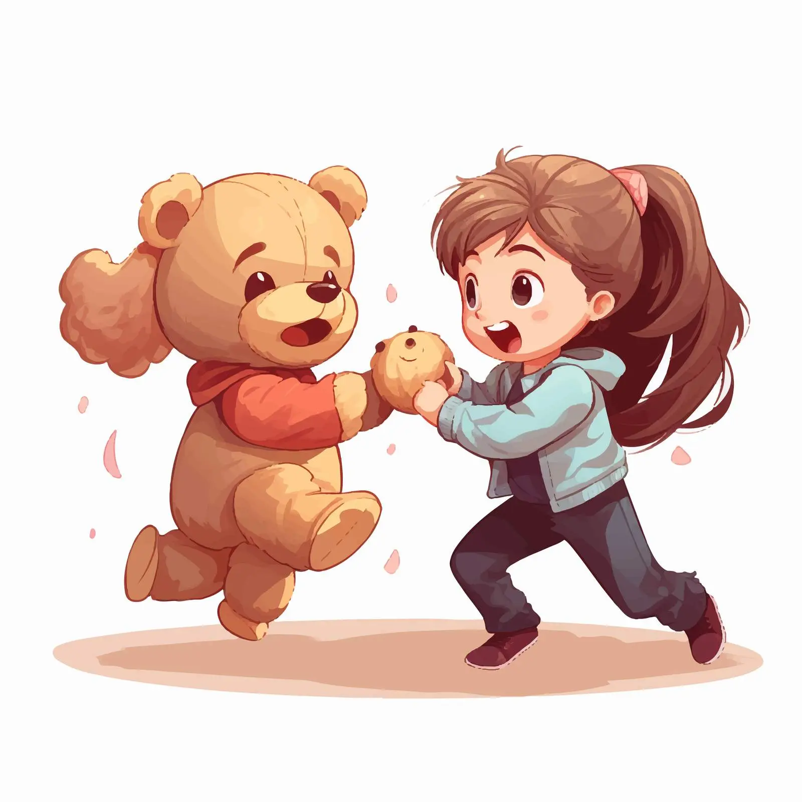 Girls Competing for Teddy Bear Cartoon Vector — free download from Dotvec