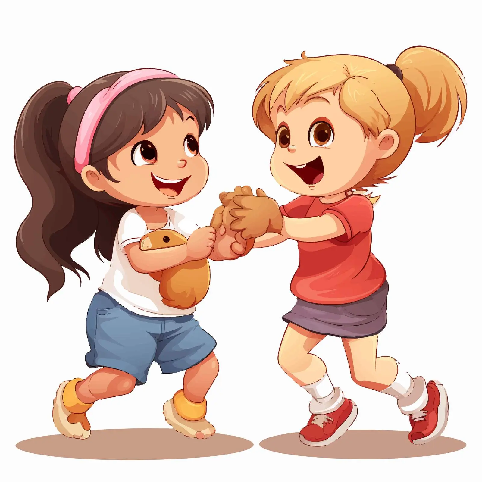 Girls Competing for Teddy Bear Vector Illustration — free download from Dotvec