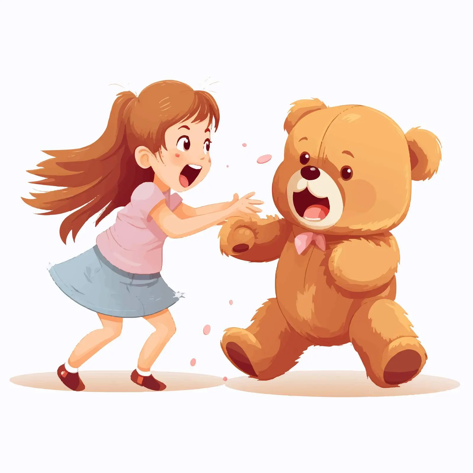 Girls Competing Over Teddy Bear Vector Illustration — free download from Dotvec