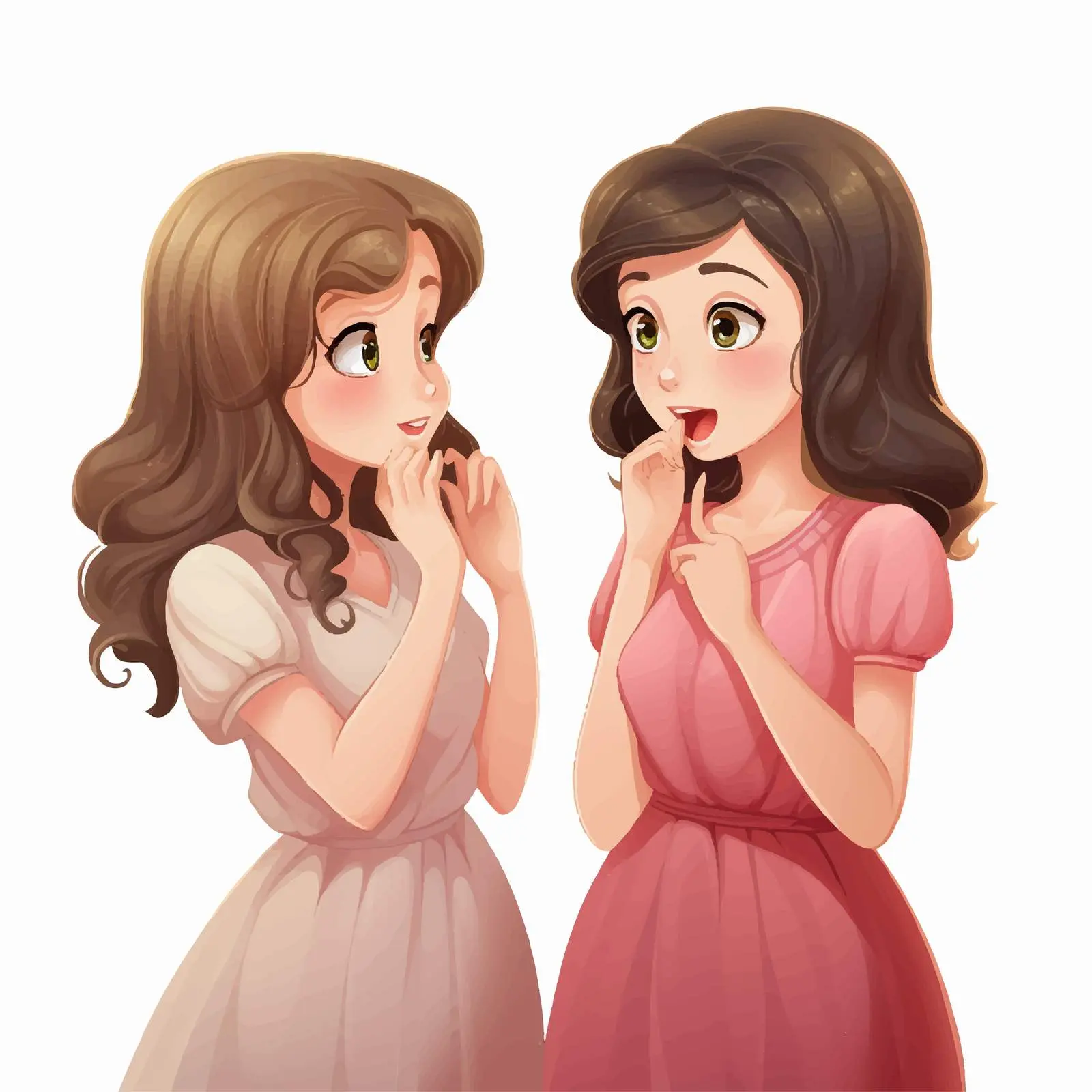 Two Girls Gossipping Illustration on White Background — free download from Dotvec