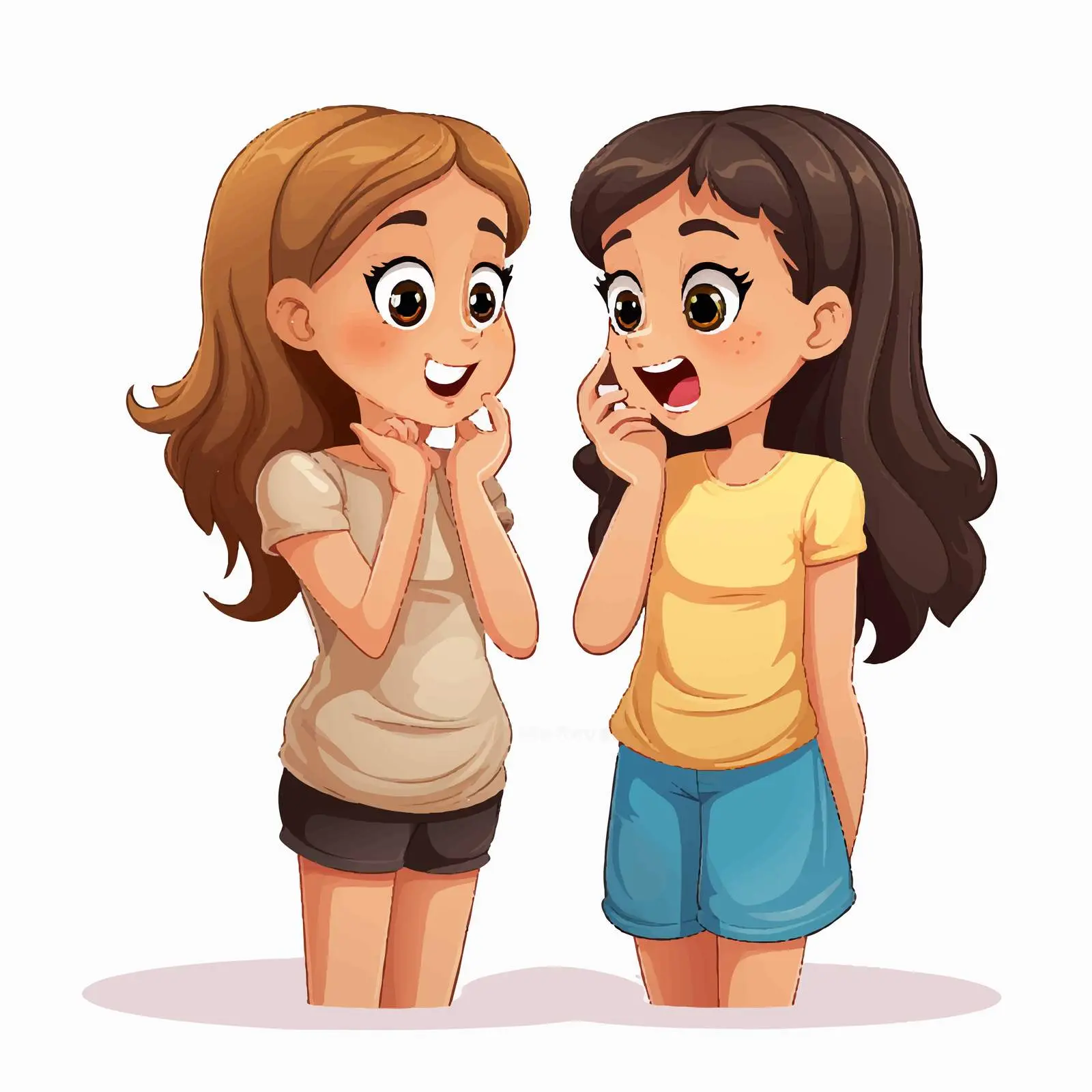 Two Girls Gossipping Illustration on White Background — free download from Dotvec