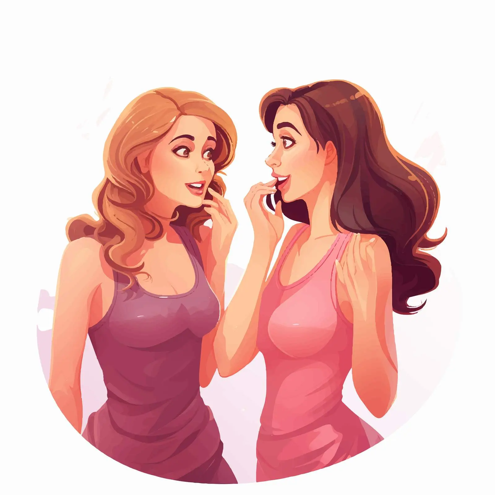Girls Gossiping Illustration on White Background — free download from Dotvec