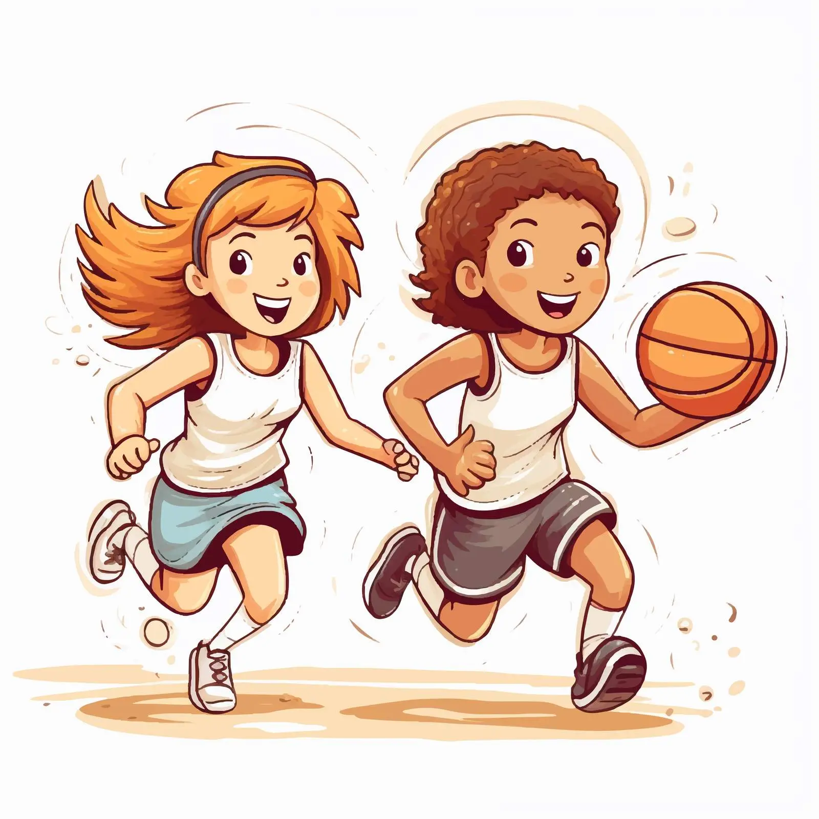 Two Girls Playing Basketball Vector Illustration — free download from Dotvec