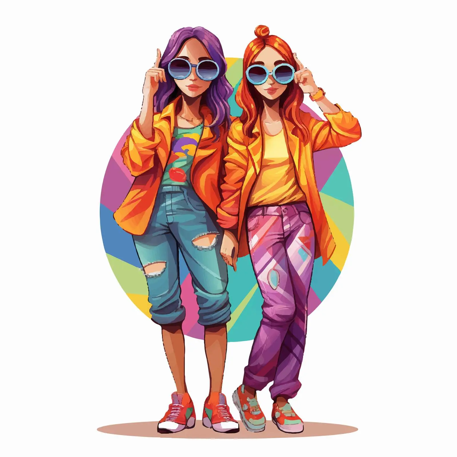 Girls Posing with Peace Signs in Colorful Attire — free download from Dotvec