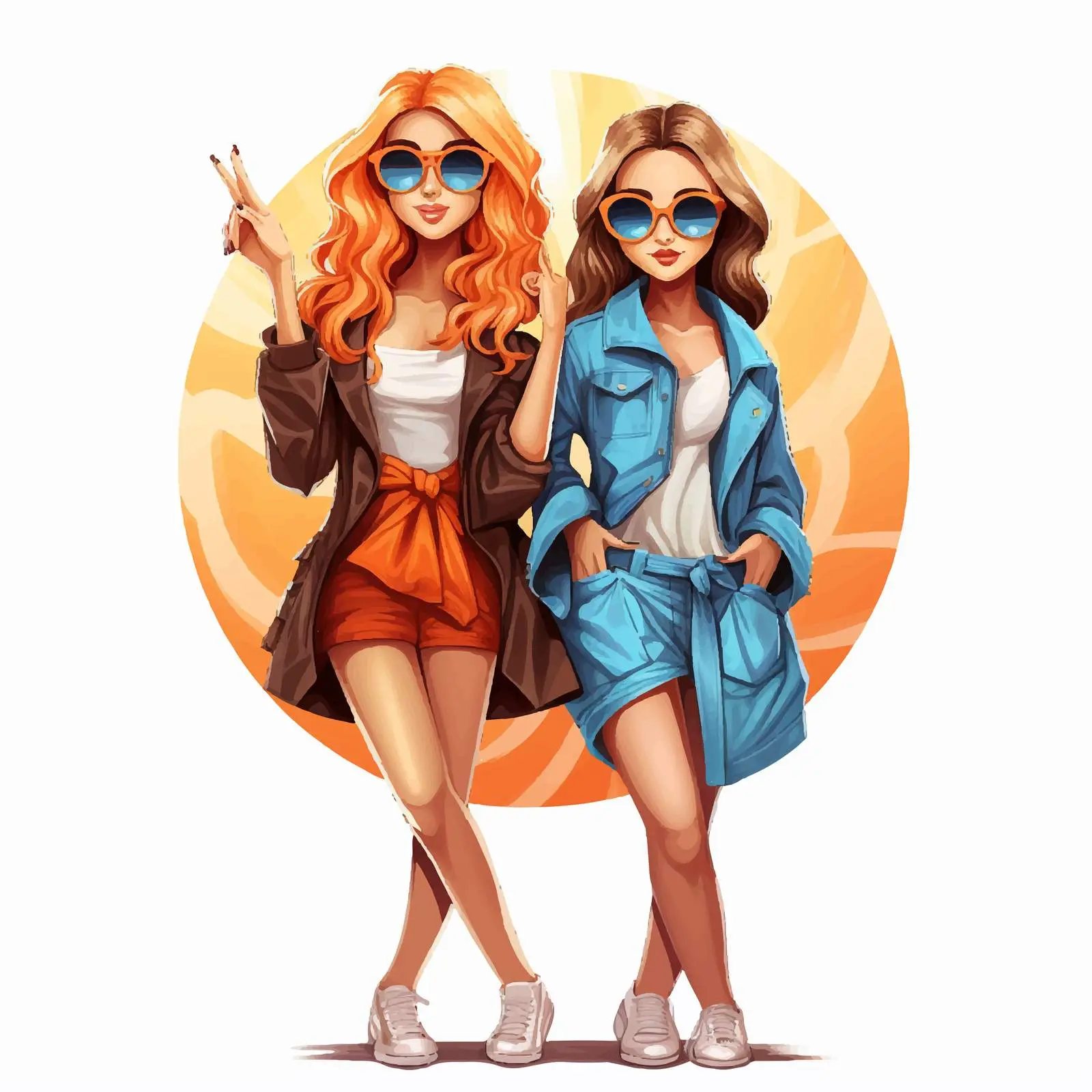 Girls Posing with Peace Signs in Colorful Attire — free download from Dotvec