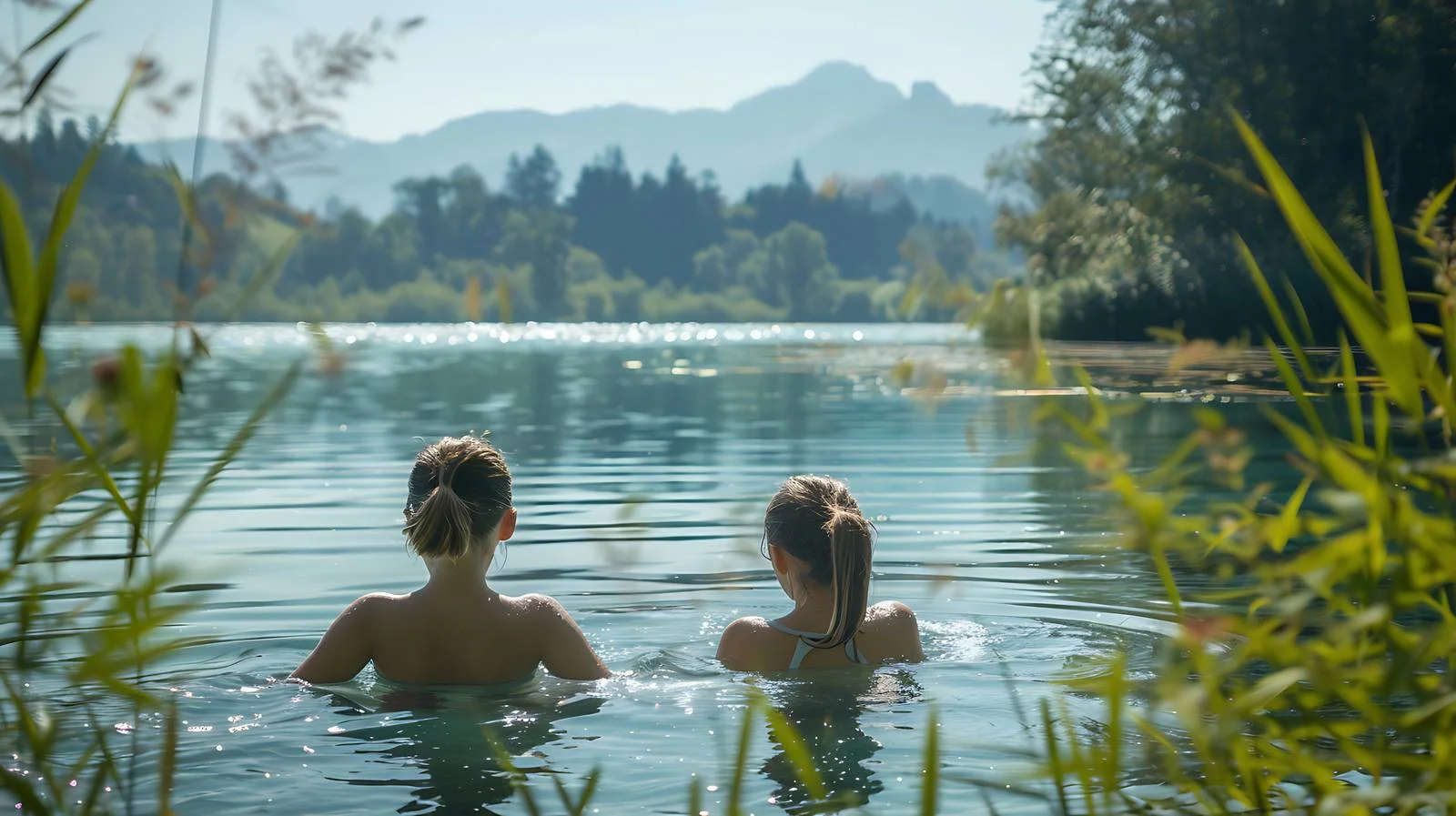 Serene Lake Swim Under Bright Sunlight — free download from Dotvec