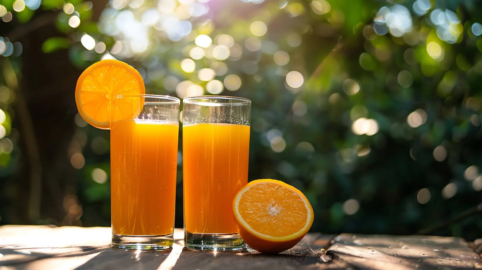 Refreshing Orange Juice on Nature Background — free download from Dotvec