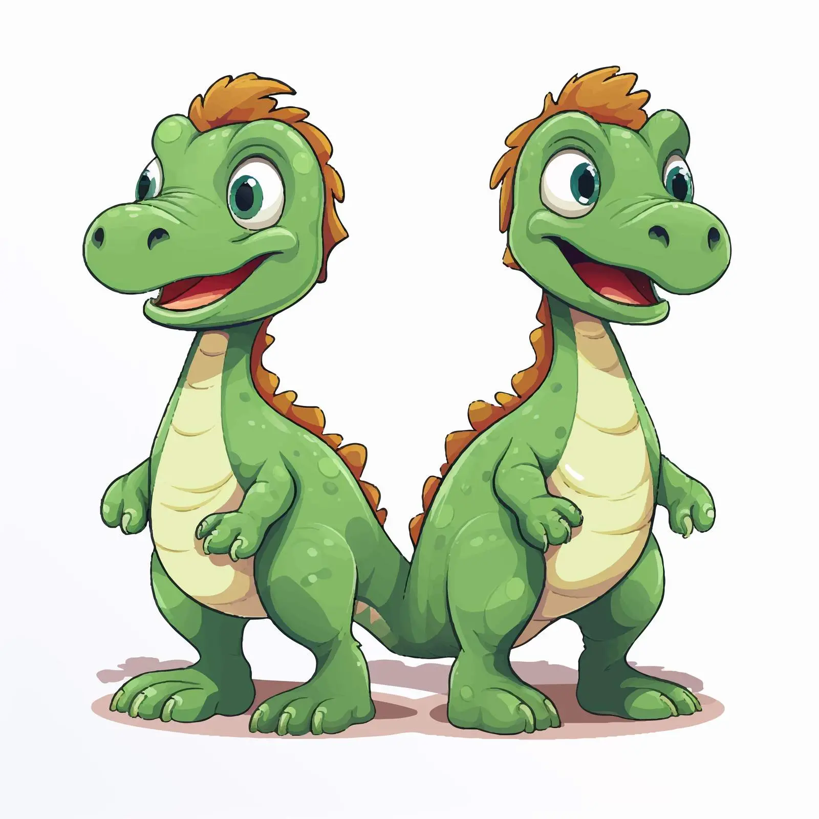 Two Green Dinosaurs on White Background Illustration — free download from Dotvec