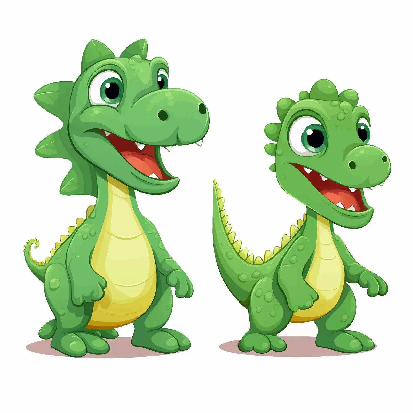 Two Cartoon Green Dinosaurs Illustration — free download from Dotvec