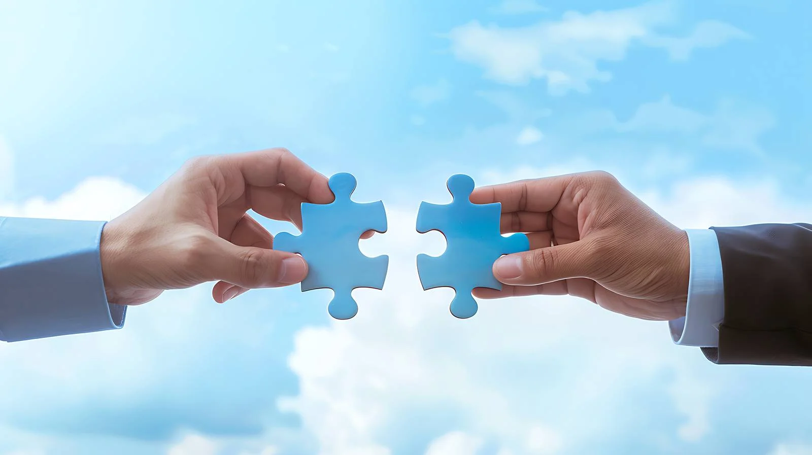 Businessman Joining Jigsaw Puzzle Piece — free download from Dotvec