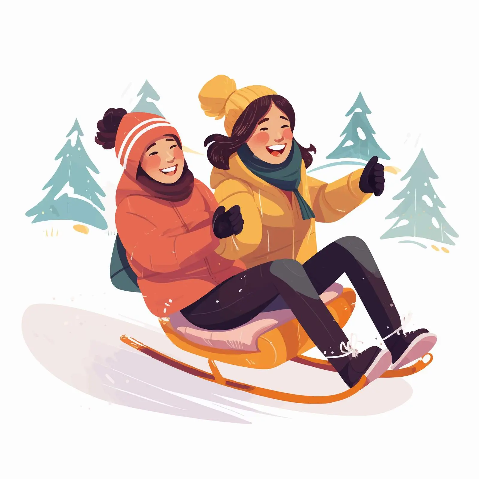 Happy Women Enjoying Sledding Together — free download from Dotvec