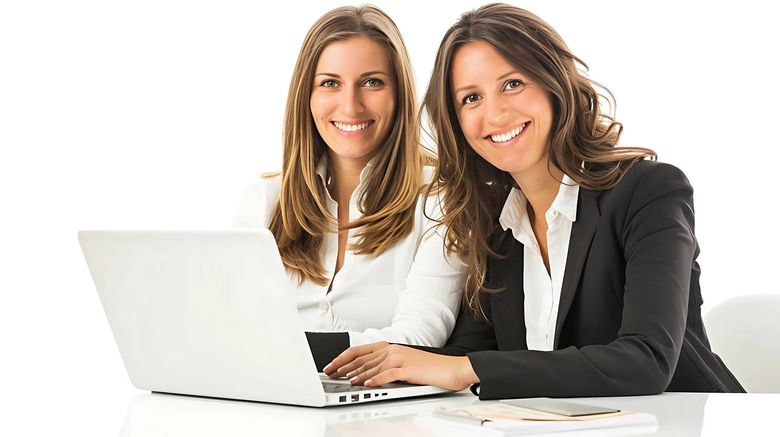 Businesswomen Laptop Desk Office Collaboration — free download from Dotvec