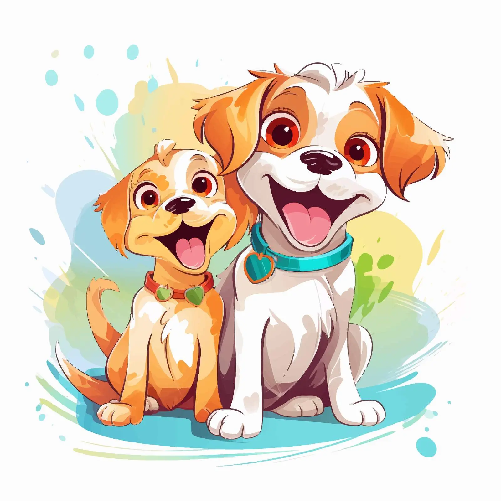 Two Happy Dogs in Colorful Vector Style — free download from Dotvec
