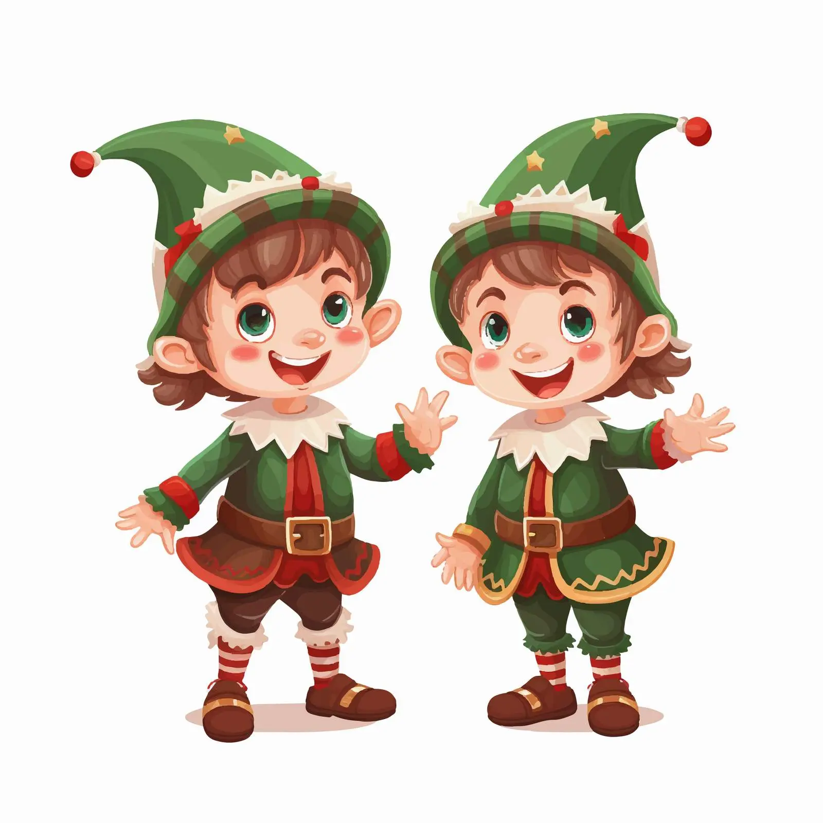 Happy Elves in Festive Holiday Attire Vector — free download from Dotvec
