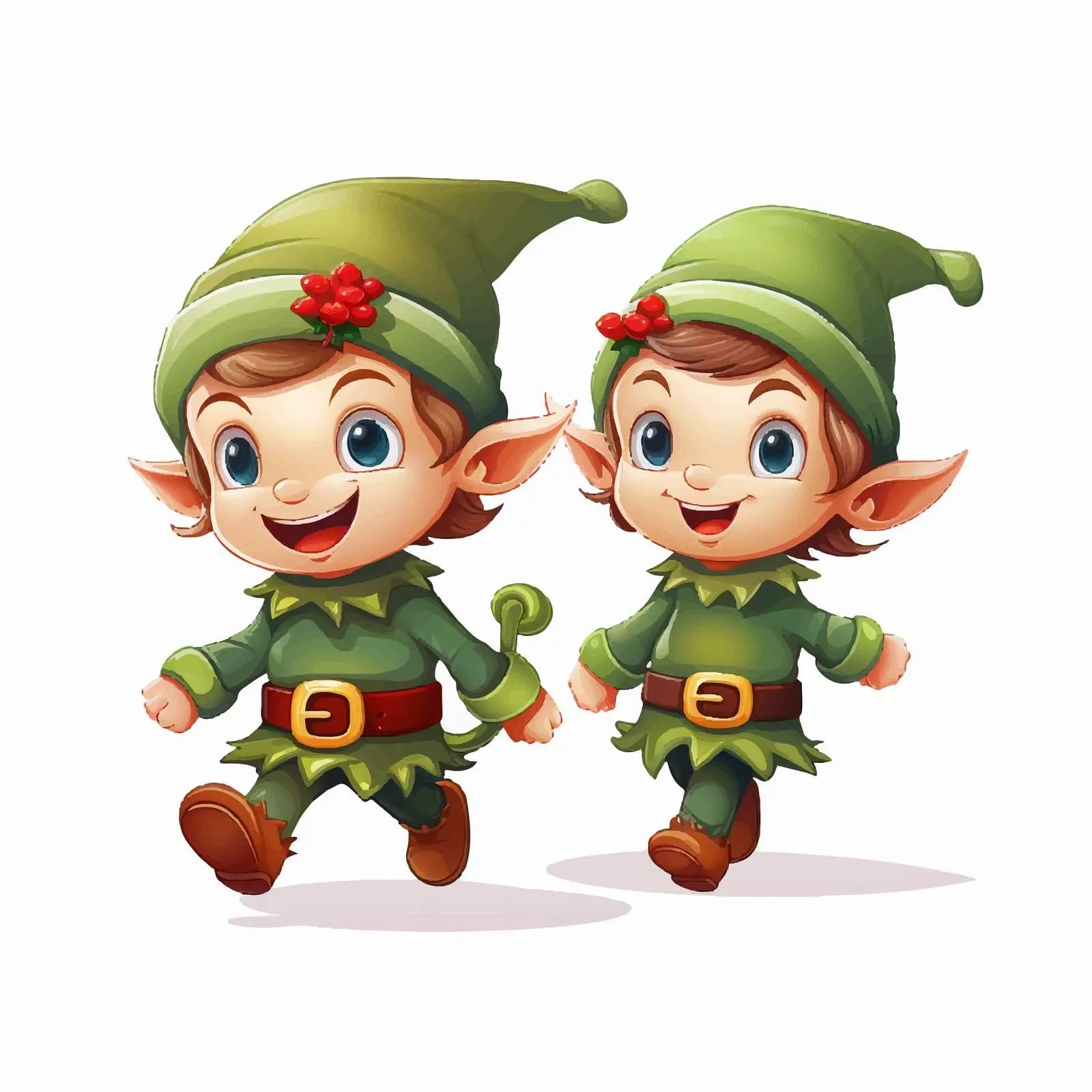 Two Happy Elves in Festive Holiday Attire — free download from Dotvec