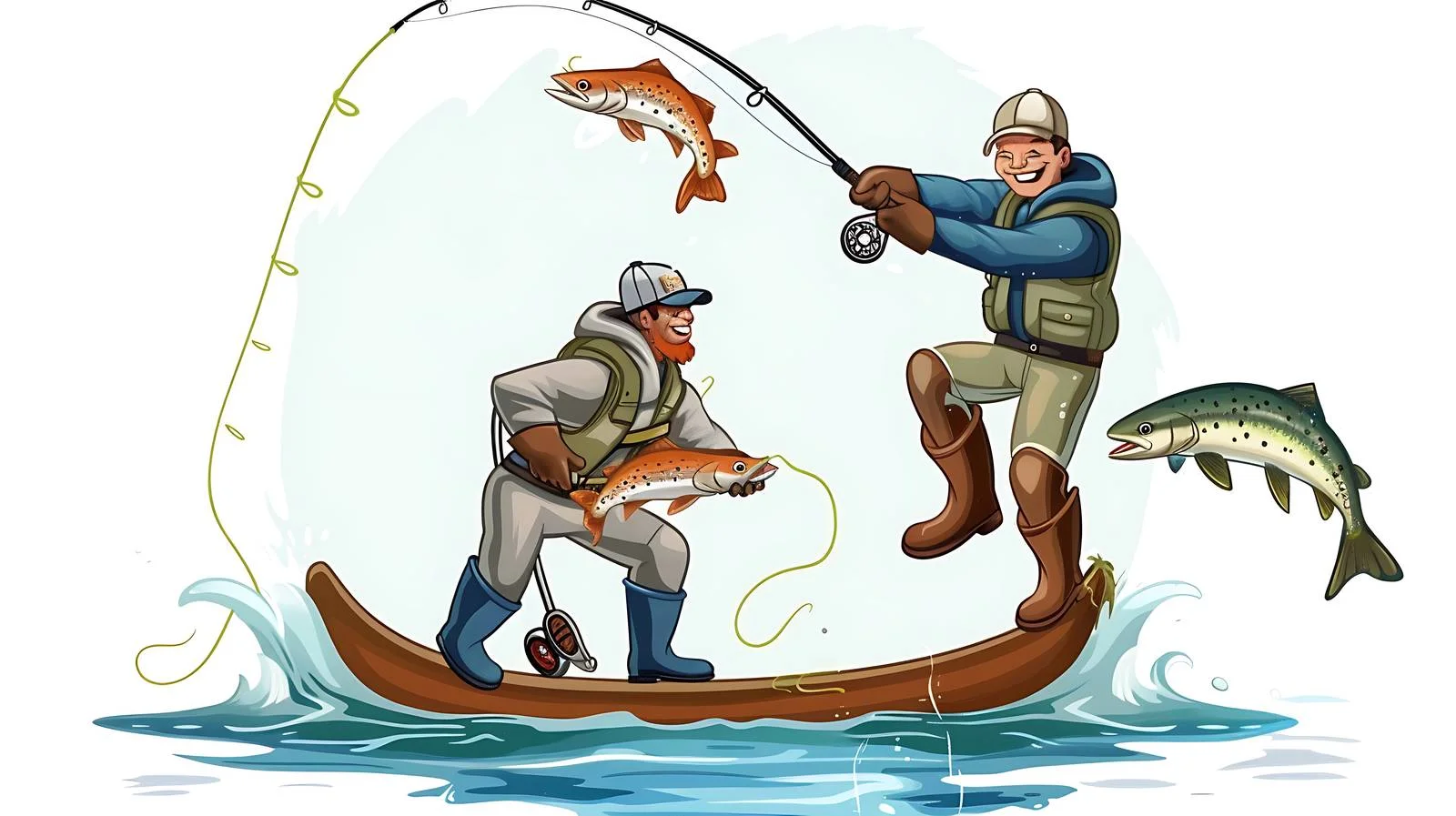 Joyful fishermen fishing in Alaskan wilderness – free fishermen image from Dotvec