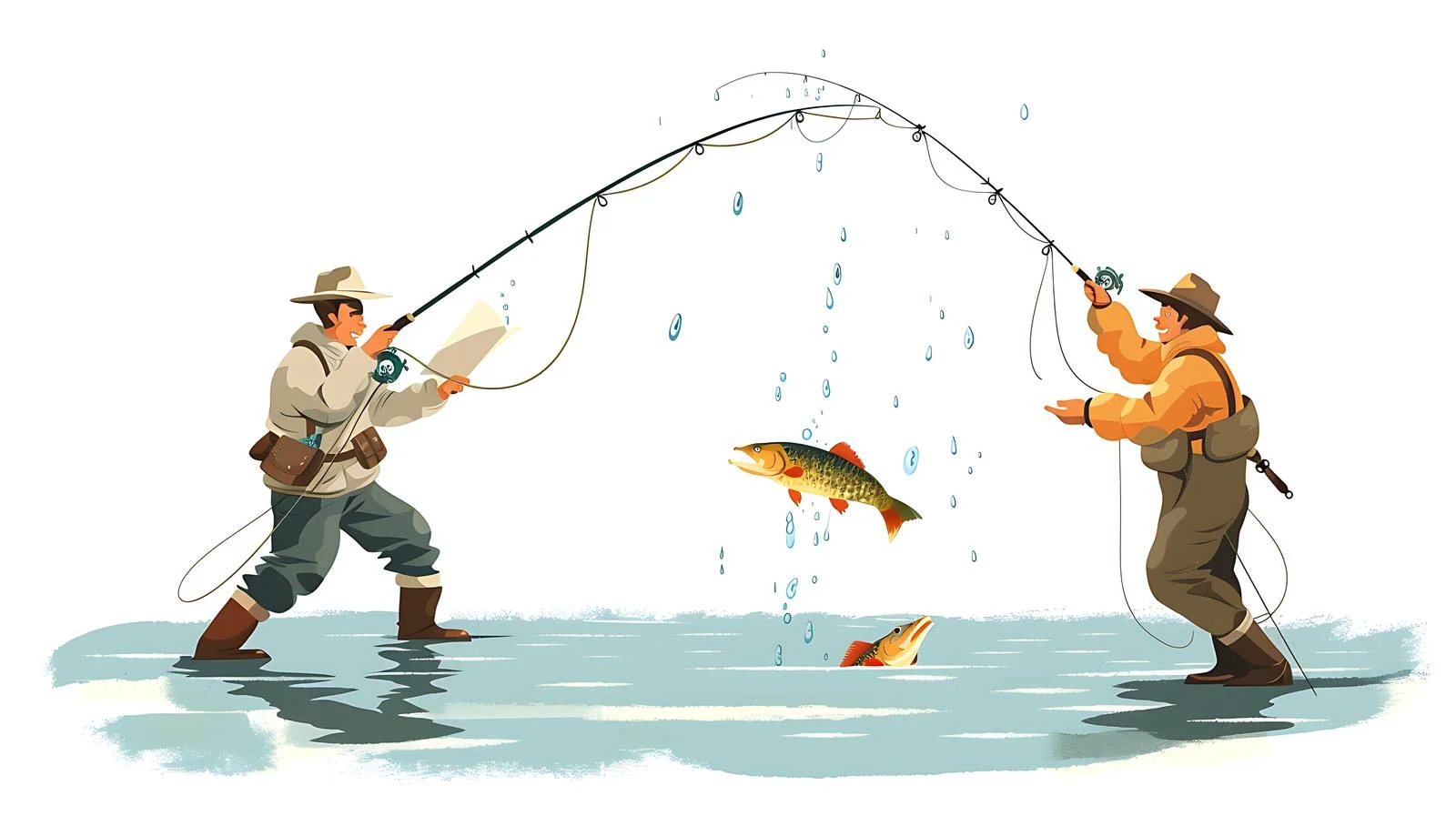 Joyful fishermen fishing in Alaskan waters — free download from Dotvec