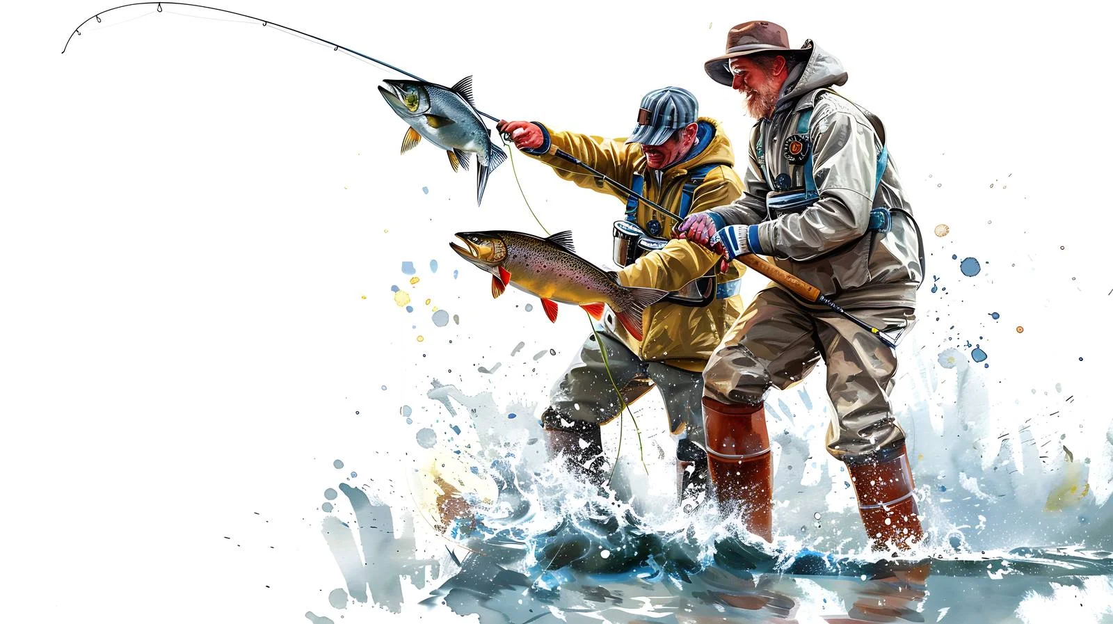 Joyful Fishermen Fishing in Alaska — free download from Dotvec