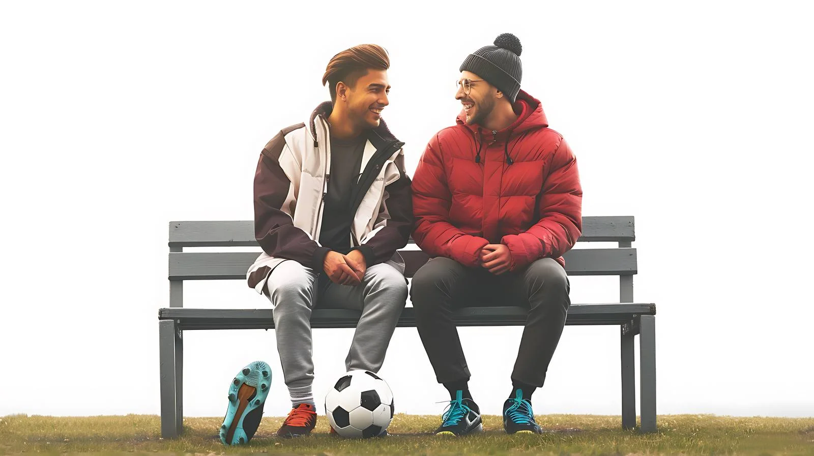 Two Football Players Enjoy Bench Rest — free download from Dotvec