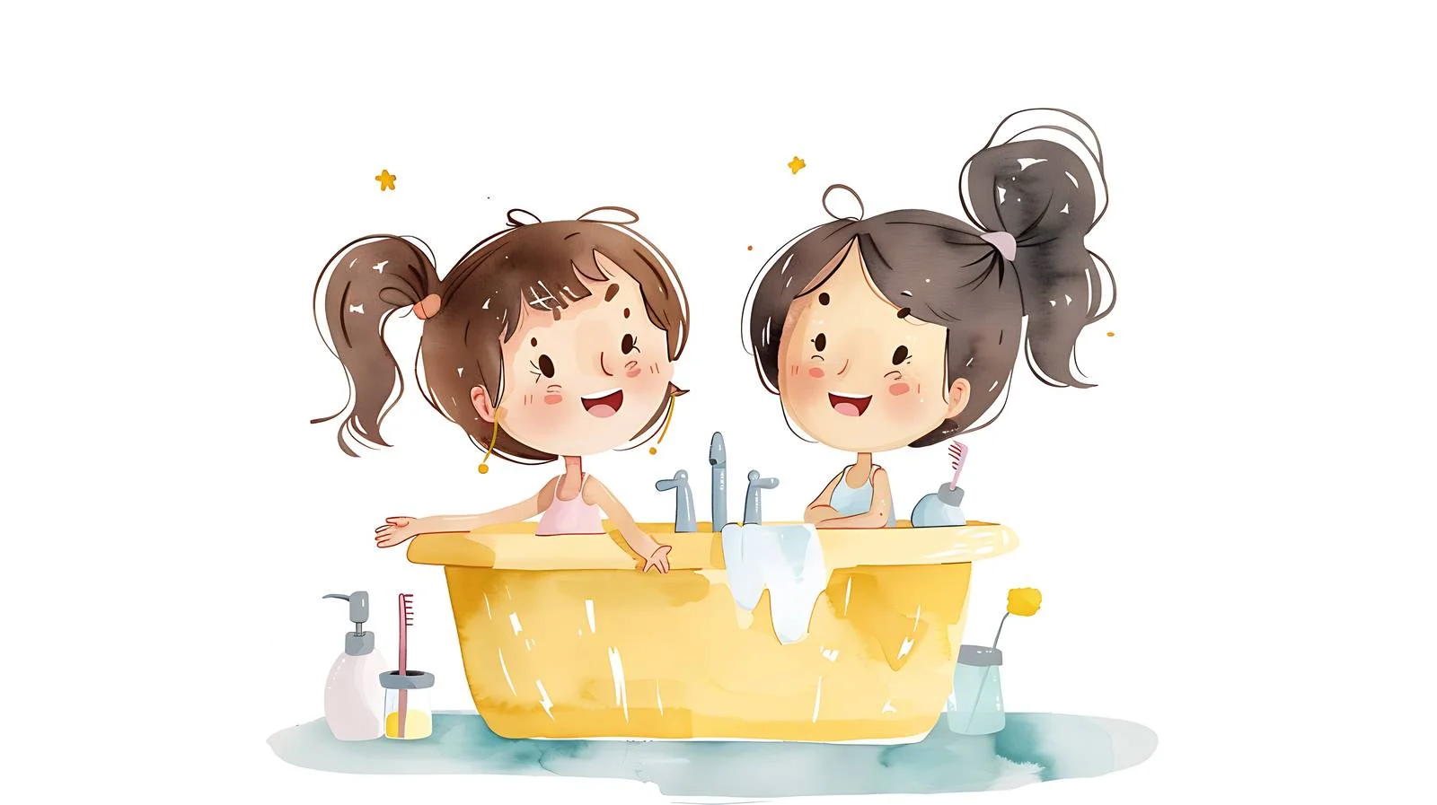 Joyful Girls in Isolated Bathroom Scene — free download from Dotvec