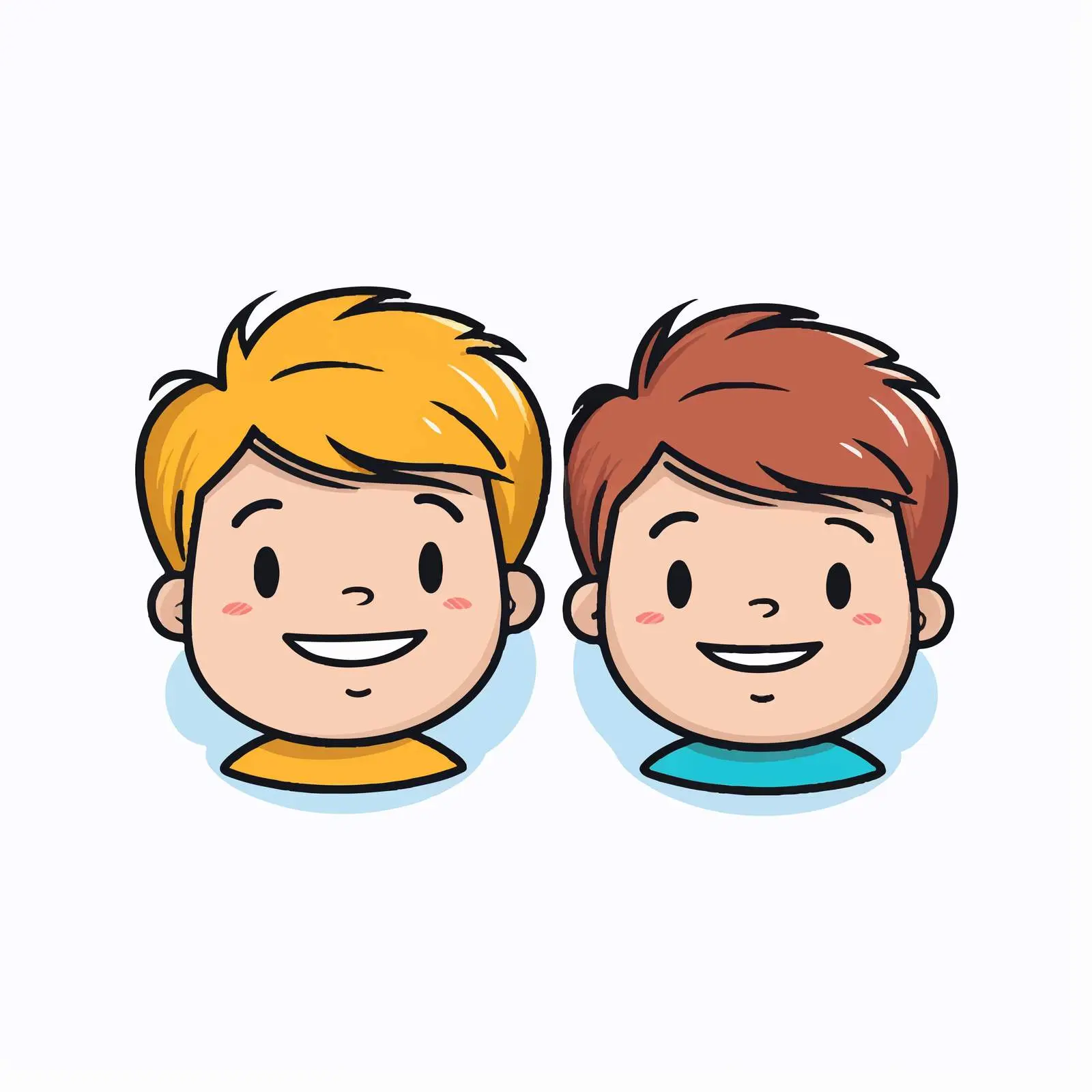 Two Happy Kids Faces - Colorful Vector Illustration – free vector creativity image from Dotvec