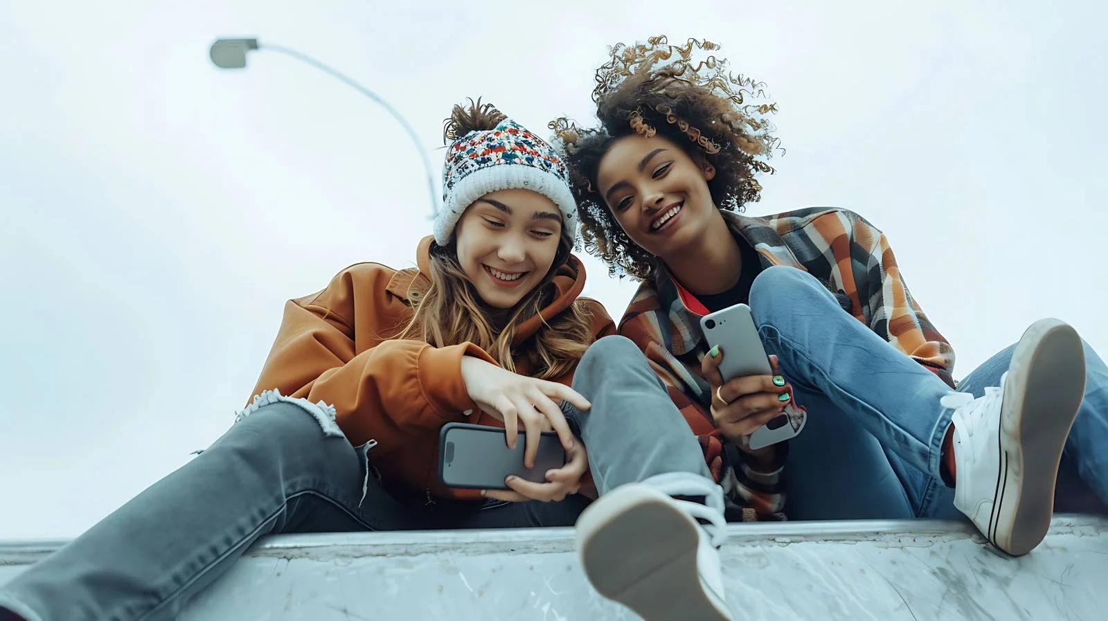 Joyful Women Relaxing with Cell Phones — free download from Dotvec