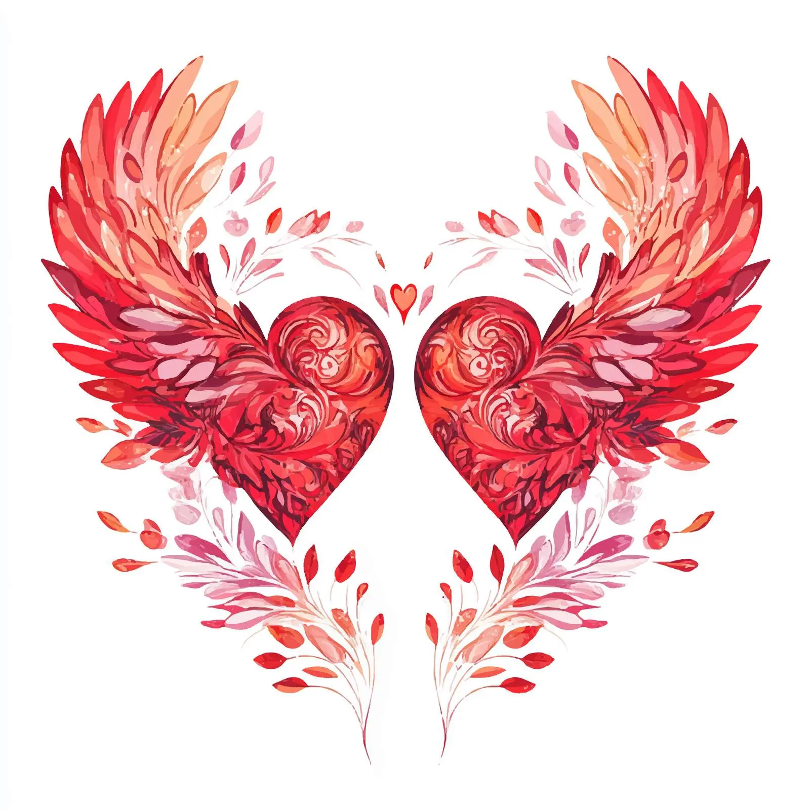Floral Decorative Background with Two Hearts — free download from Dotvec