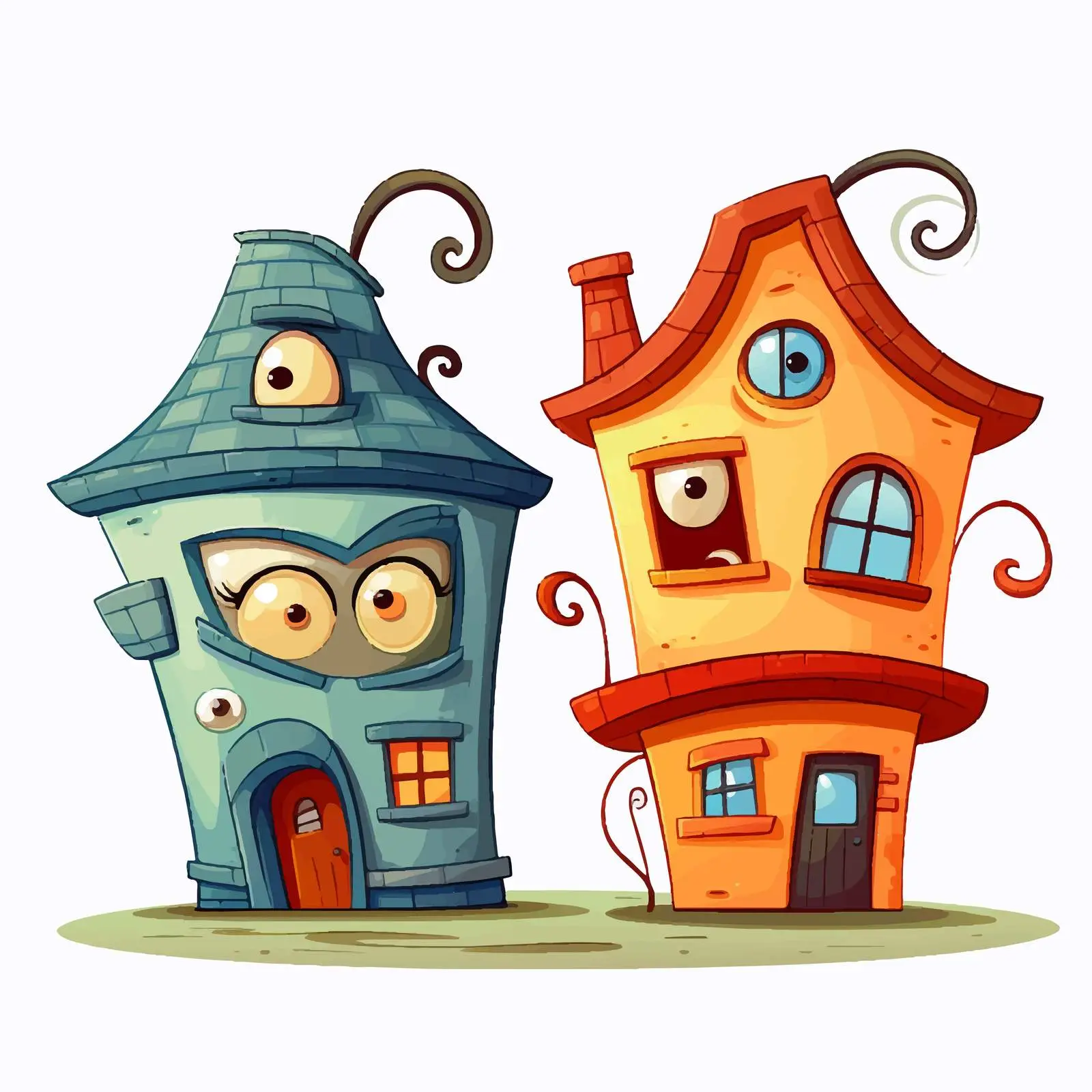 Expressive Anthropomorphic House Vector Design — free download from Dotvec