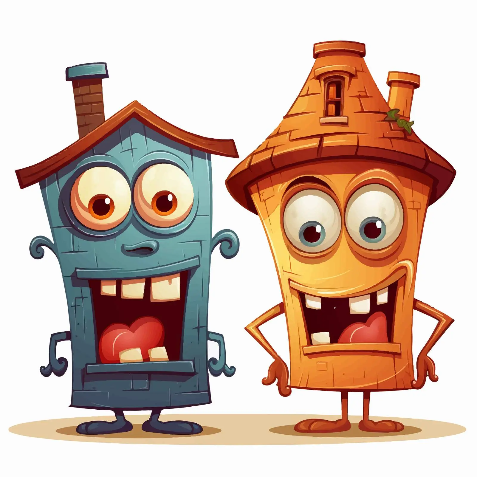 Expressive Anthropomorphic Faces on Houses Vector — free download from Dotvec