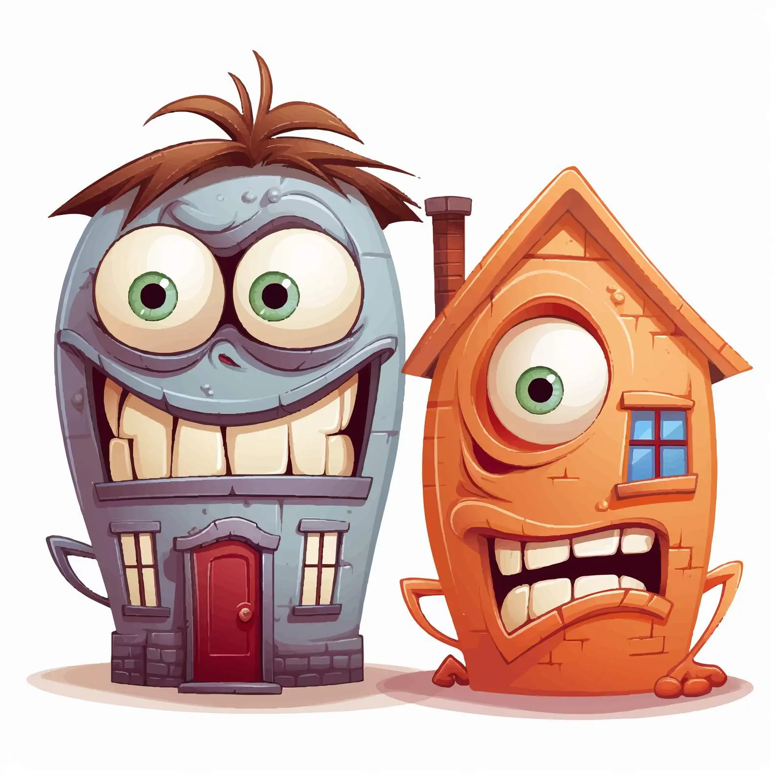 Whimsical Houses with Human-Like Facial Expressions — free download from Dotvec