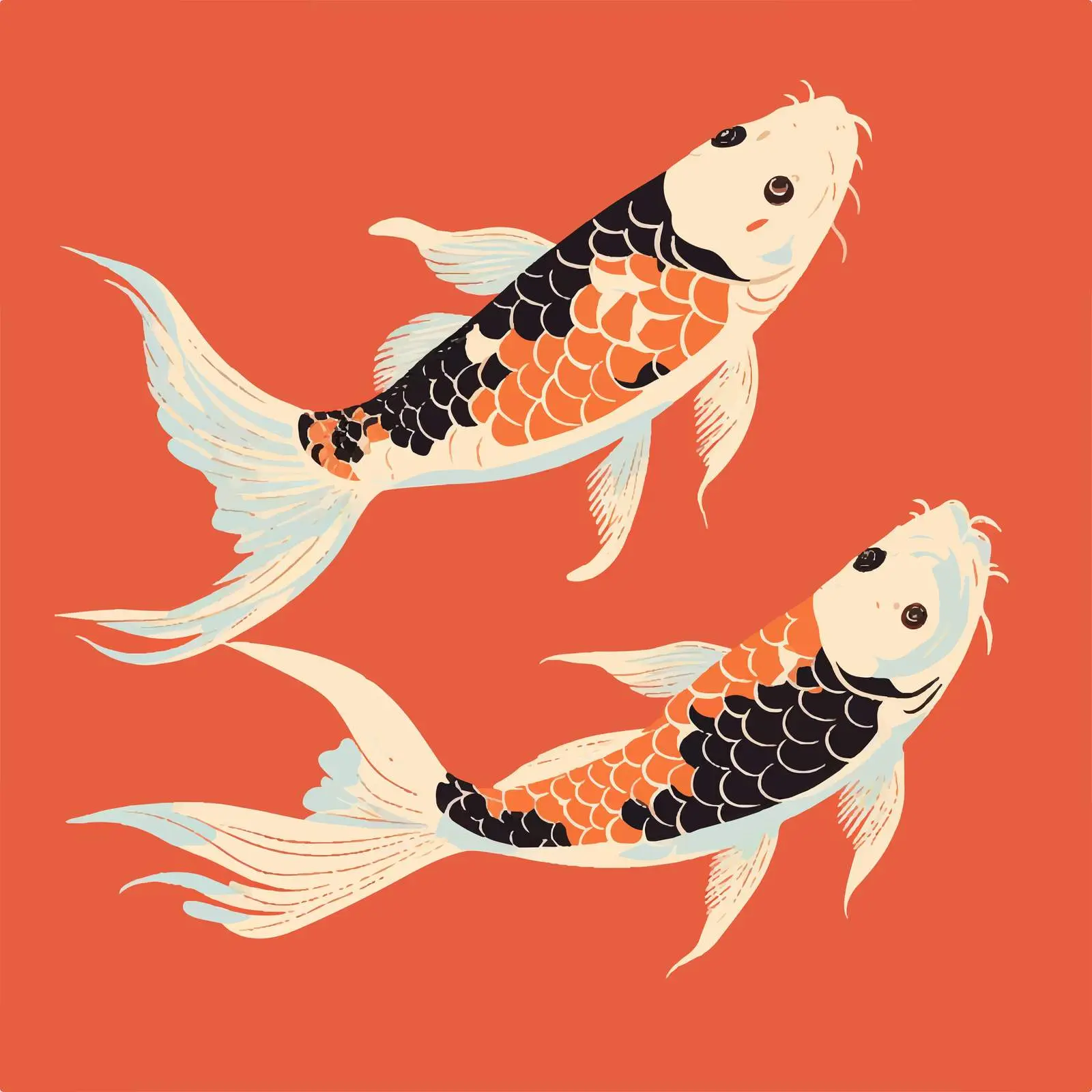 Japanese Koi Carps on Orange Background — free download from Dotvec