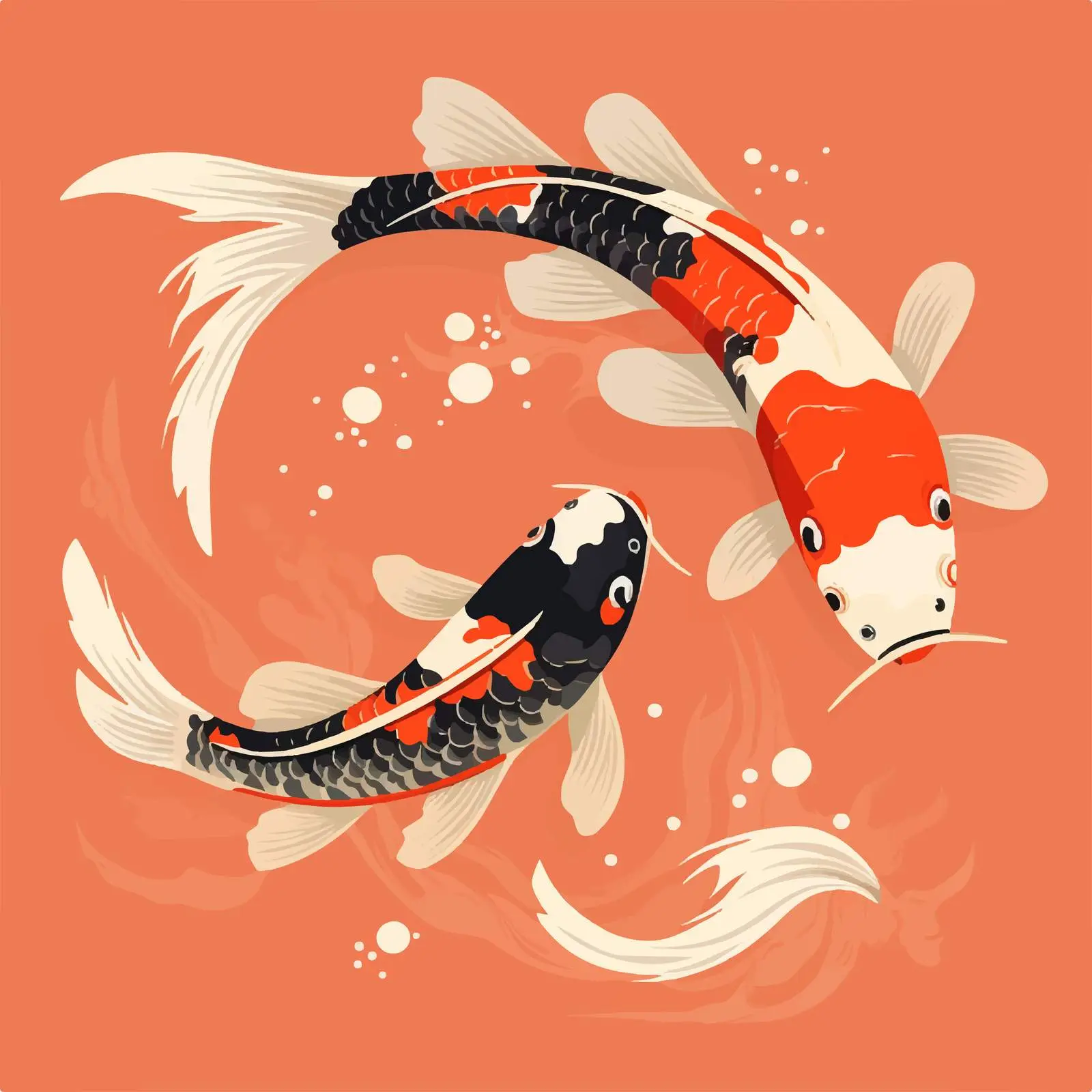 Japanese Koi Carps Swimming on Orange Background — free download from Dotvec
