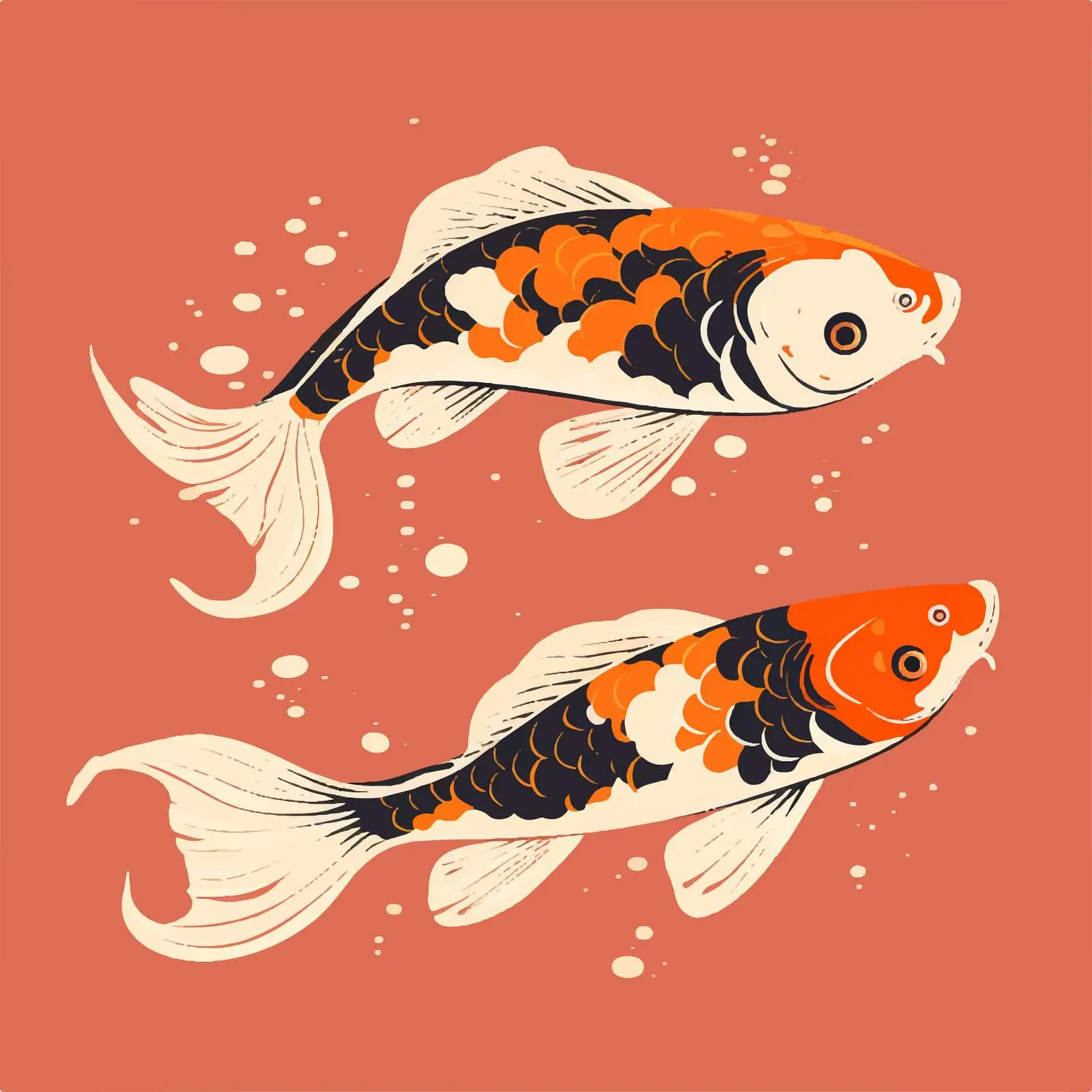 Japanese Koi Carps Swimming on Orange Background — free download from Dotvec