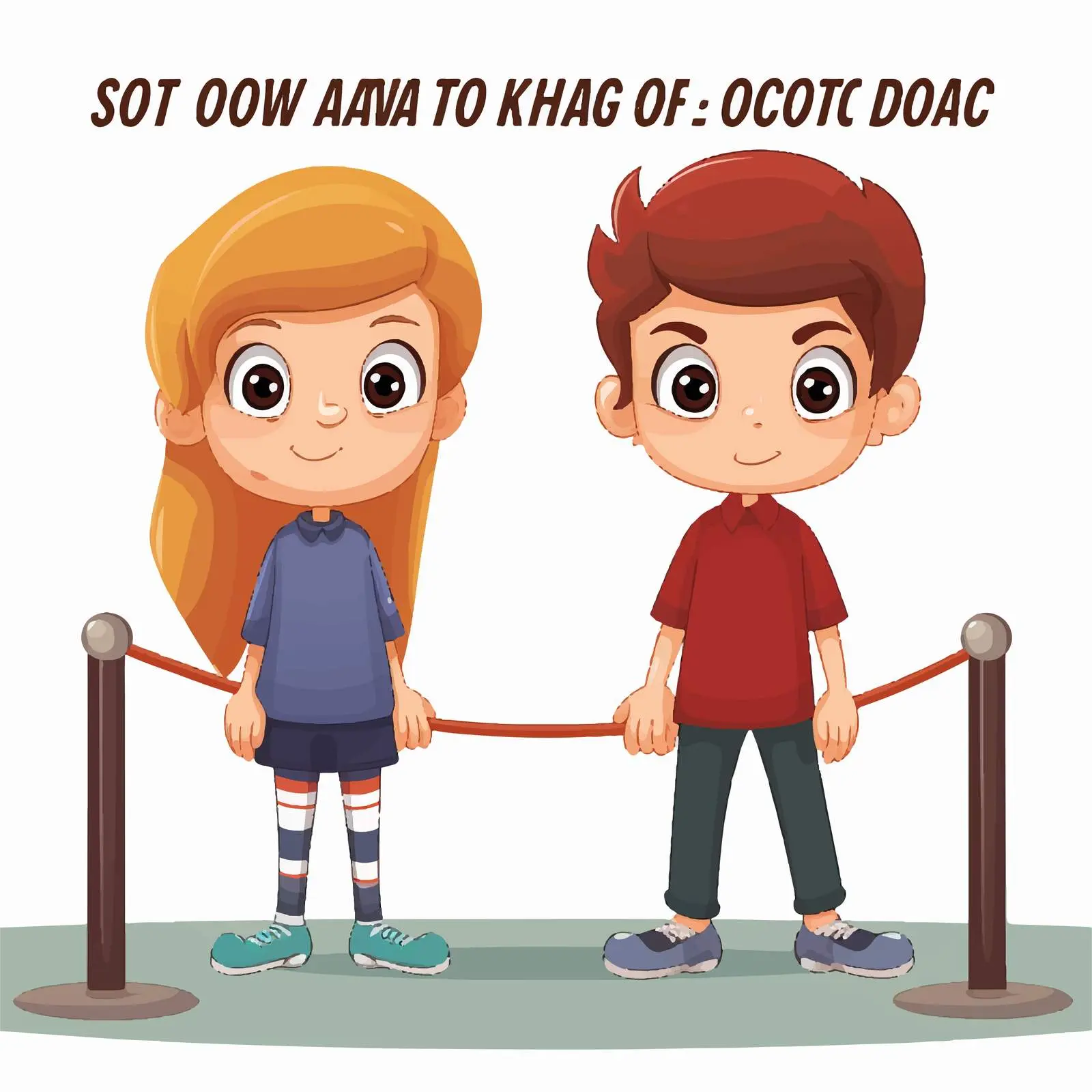 Two Kids Cartoon Characters Breaking Social Distance — free download from Dotvec