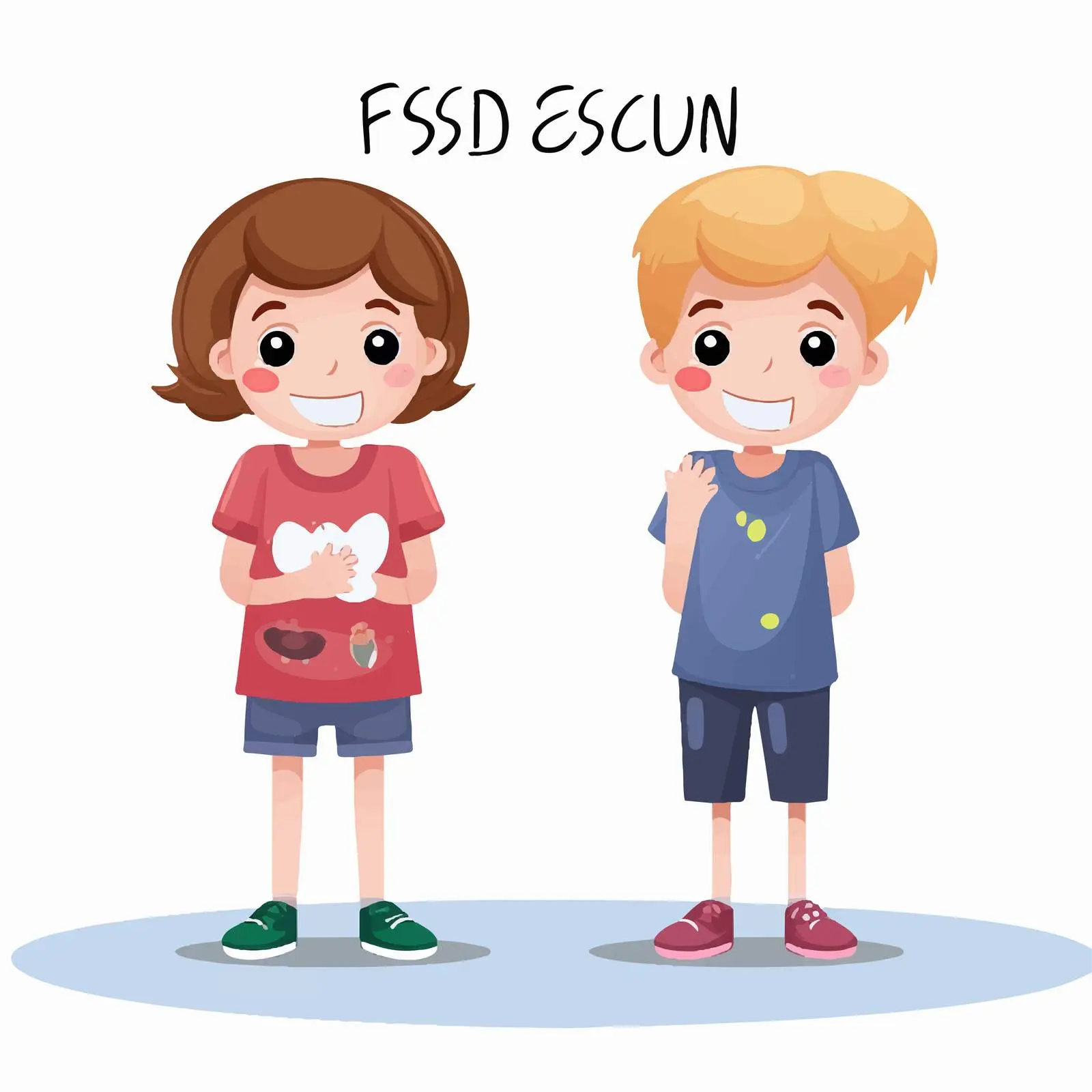 Two Kids Cartoon Characters Breaking Social Distance – free social distance image from Dotvec