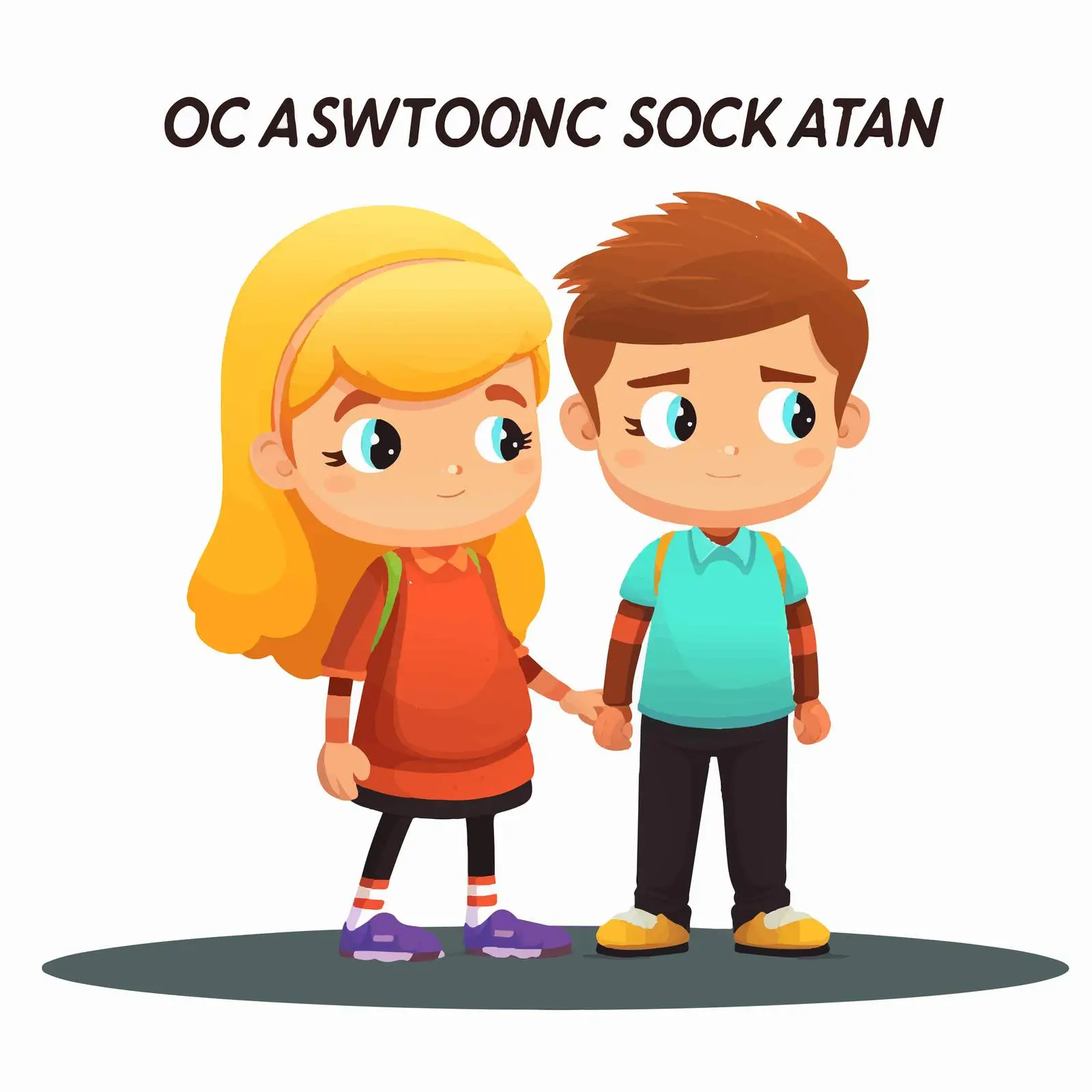 Two Kids Cartoon Characters Breaking Social Distance — free download from Dotvec