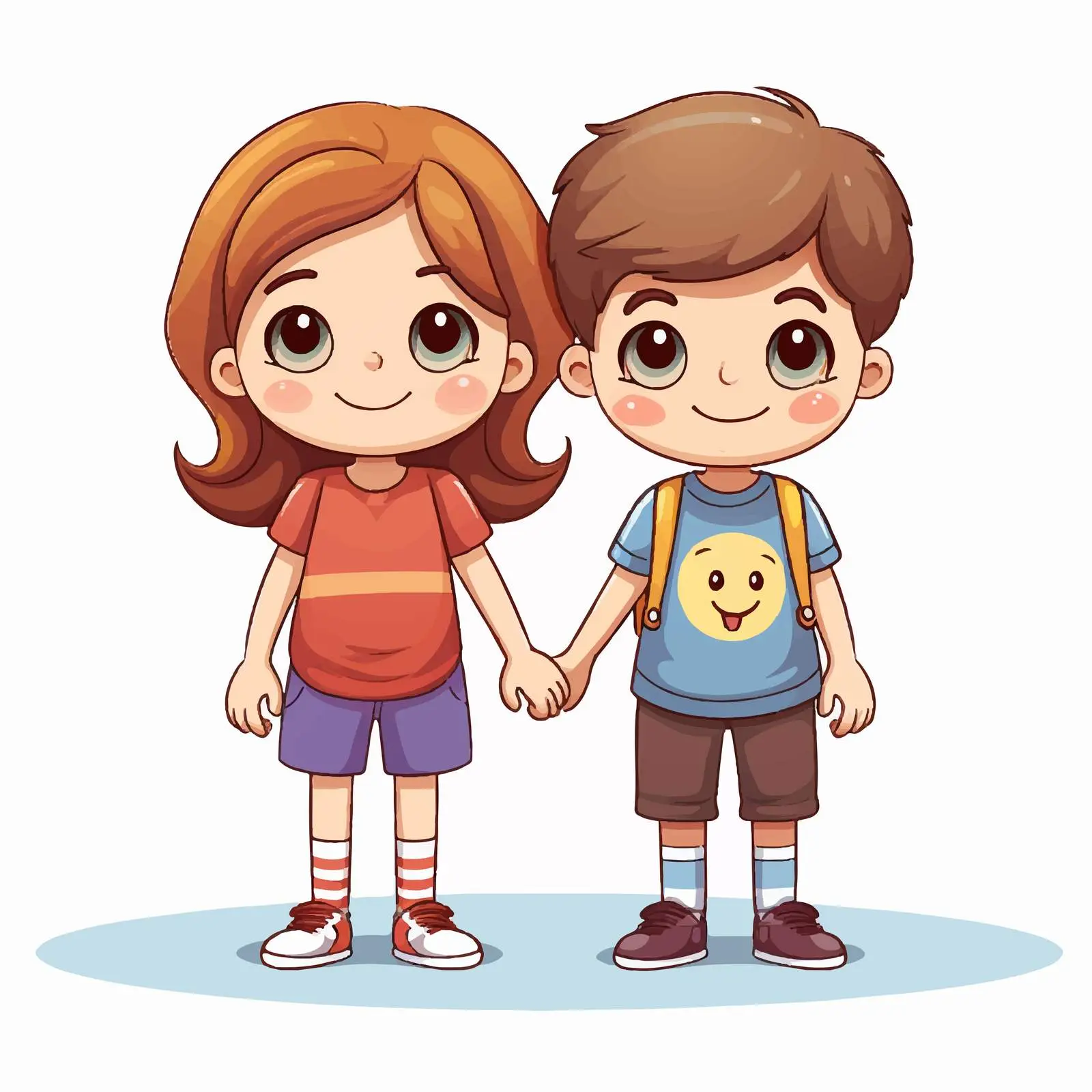 Two Kids Cartoon Characters Breaking Social Distance — free download from Dotvec
