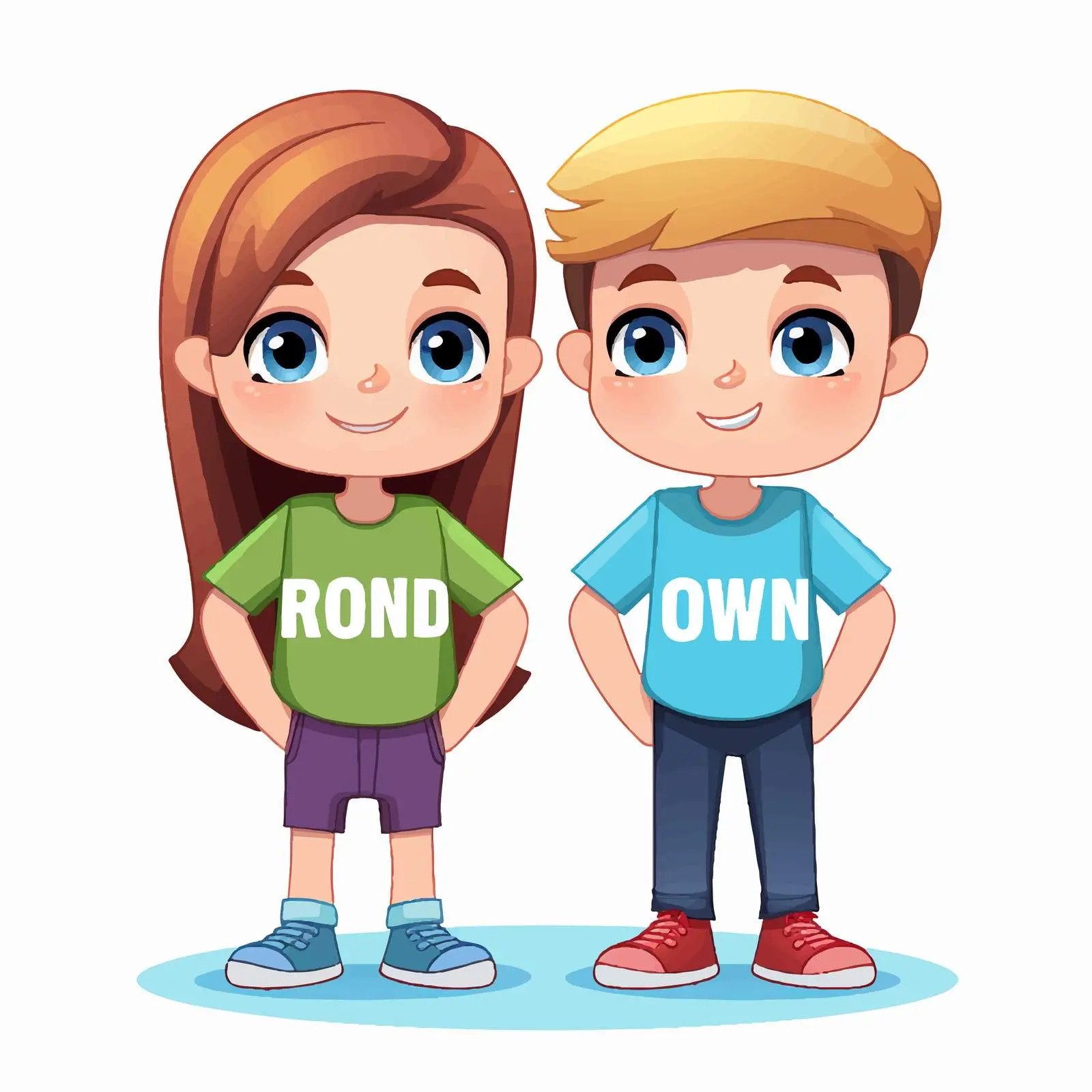 Two Kids Cartoon Characters Breaking Social Distance — free download from Dotvec