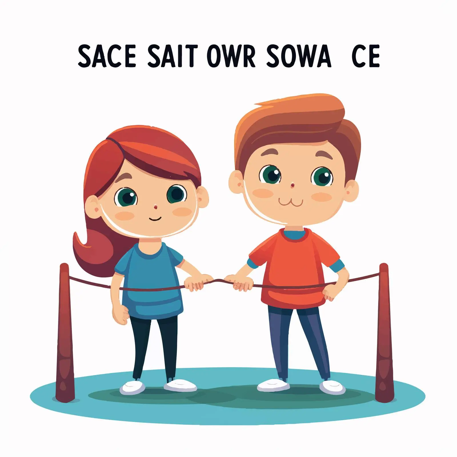 Two Kids Cartoon Characters Social Interaction – free social distance image from Dotvec