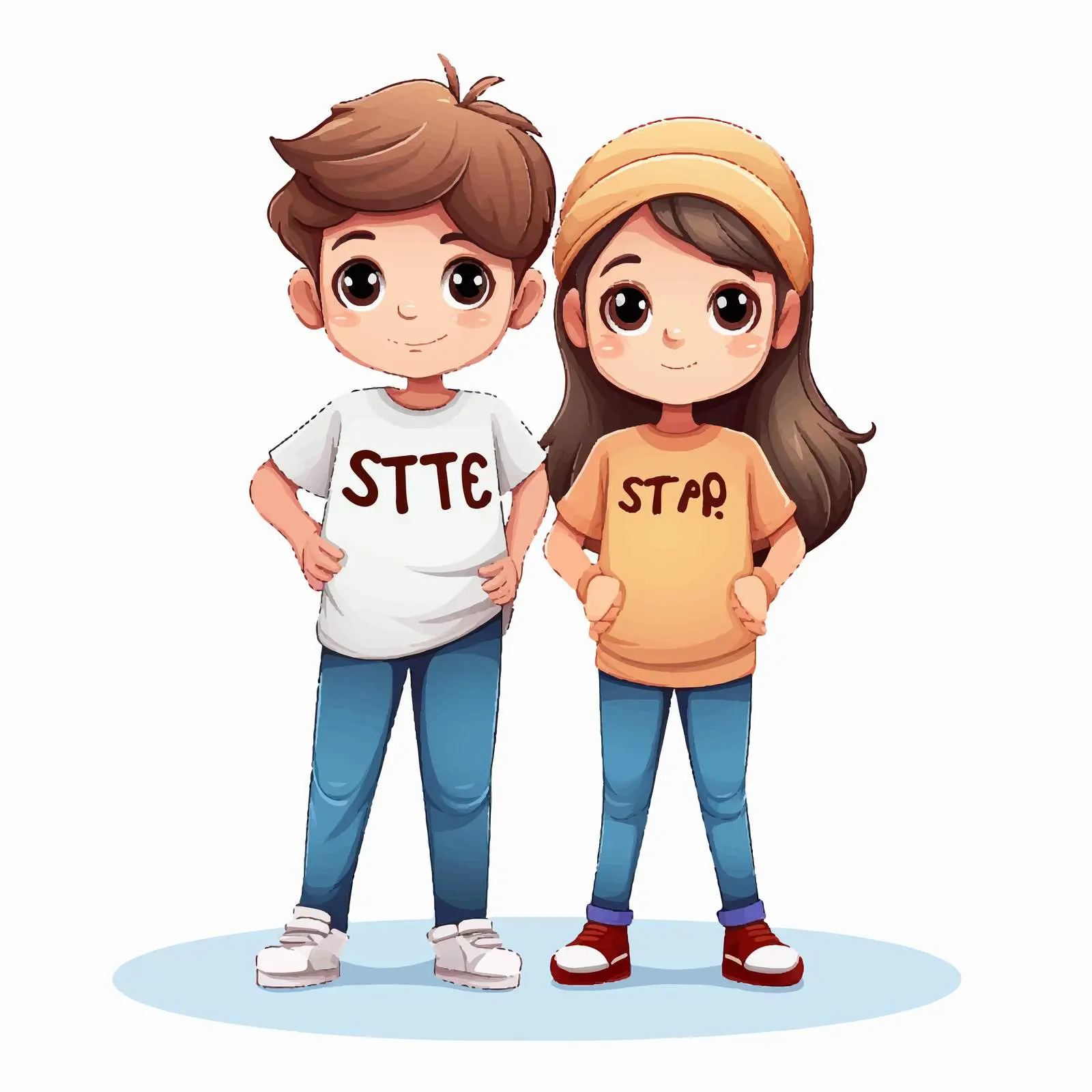 Two Kids Cartoon Characters Breaking Social Distance – free social distance image from Dotvec